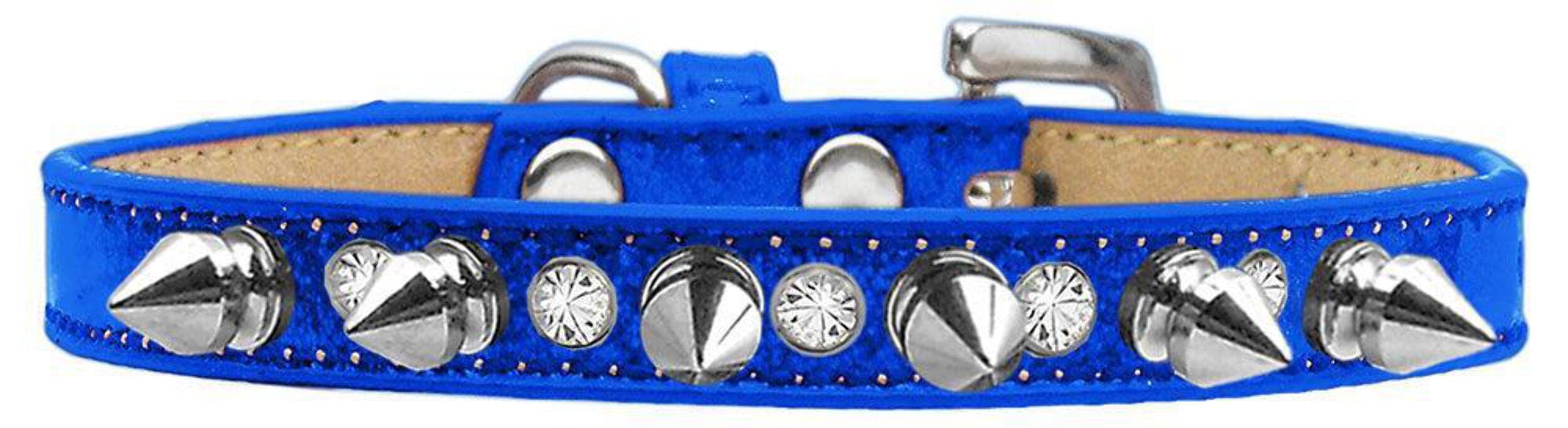Dog, Puppy and Pet Ice Cream Collar, Crystal & Silver Spikes Orange 16
