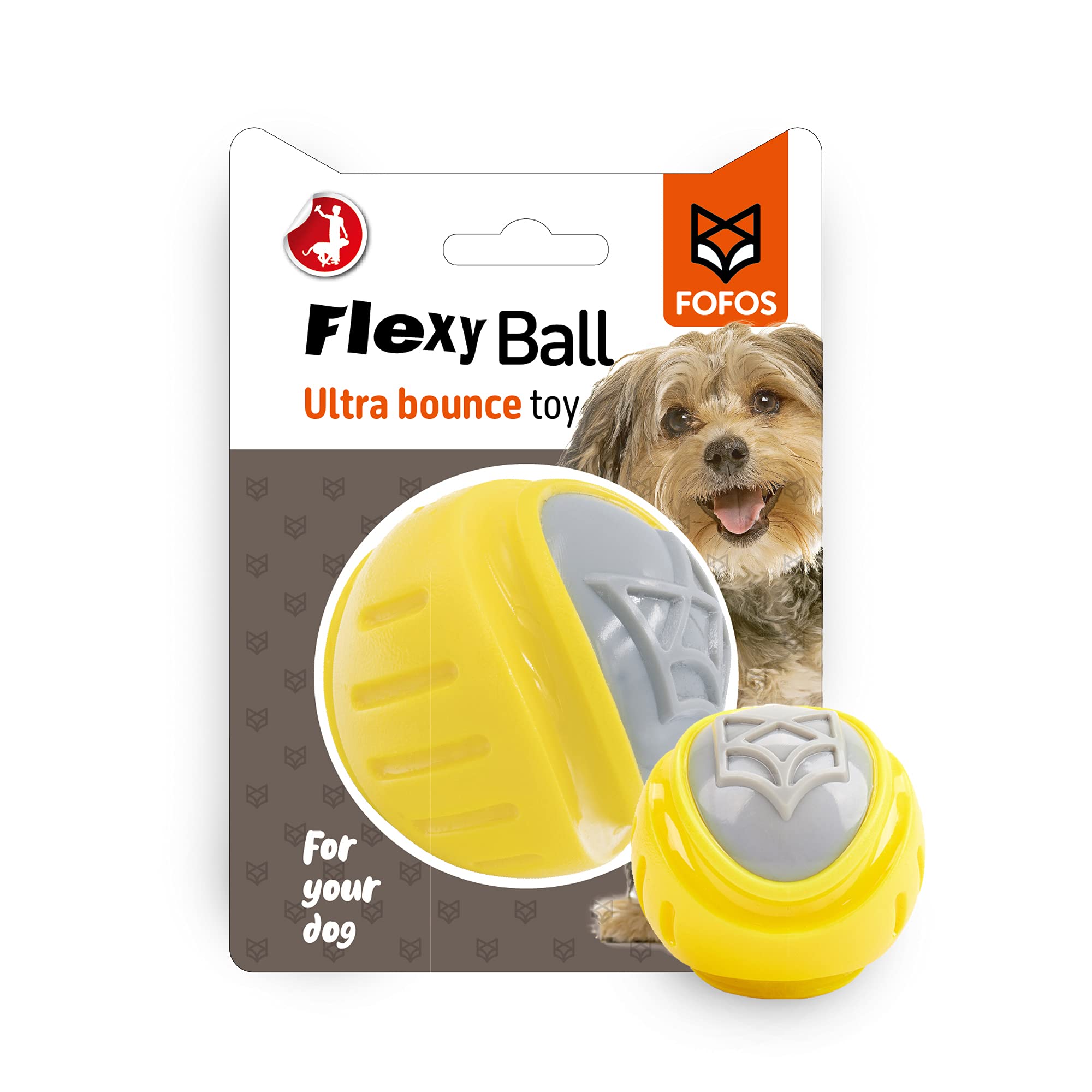 BarkButler x FOFOS Flexy Ball Ultra Bounce Dog Chew Toy  Squeaky Toys for Dogs, Dog Toys for Medium Dogs (1020kgs)  Yellow