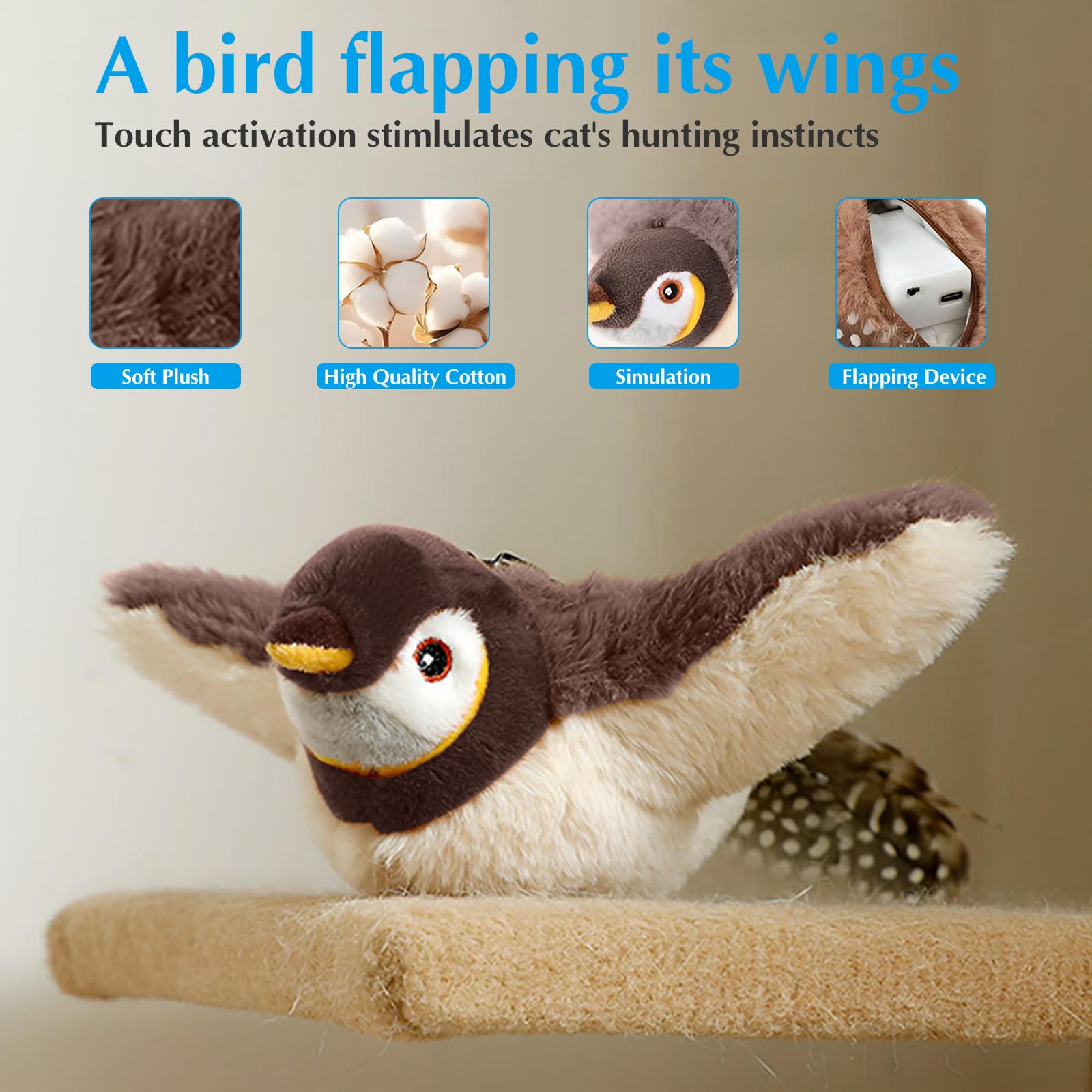 Flying Bird Cat Toy, Interactive Chirping Toy, 2025 New Interactive Toy, Flying Toys For Indoor Cats, Toy For Cats, Cat Toy Bird