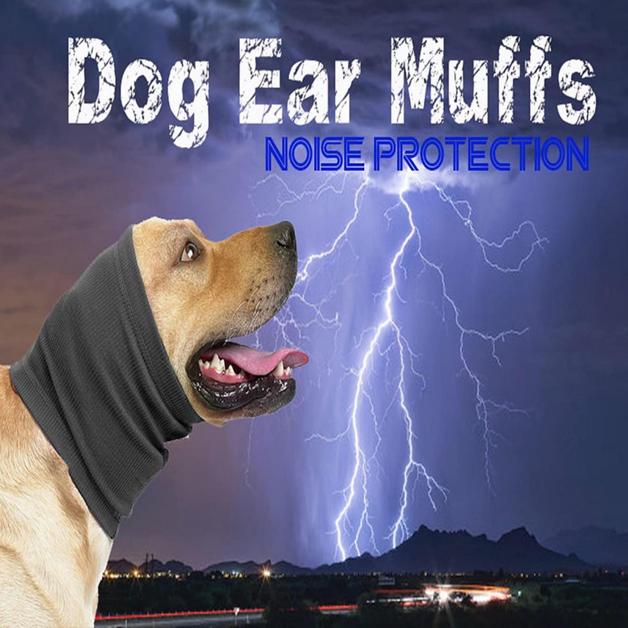 DDFS Dog Noise Cancelling Ear Muffs Protectors Ear Wrap Quiet Headphones for Dogs Grey M