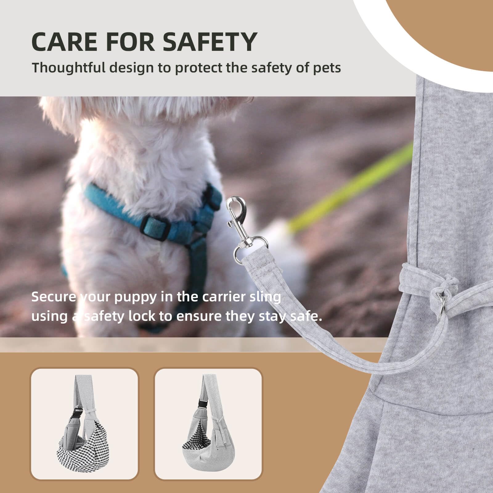 Adjustable Dog Carrier Sling - Hand-Free Dog Carriers For Small Dogs And Cats, Puppy Sling Carrier With Zipper Purse Pocket, Tra