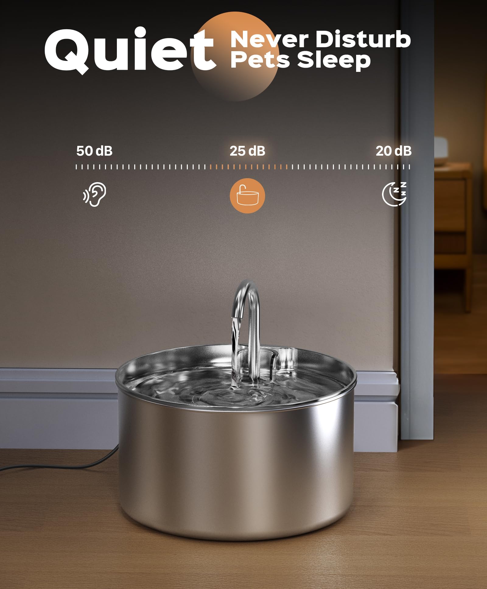 Stainless Steel Cat Water Fountain: Pet Fountains Indoor Metal Automatic Dispenser Cat Waterer Bowls Dog Faucet Bottle Pets 24/7