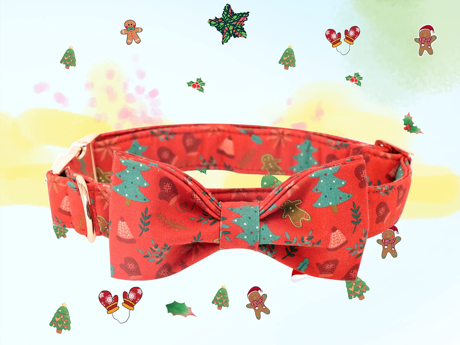 Elegant Little Tail Christmas Dog Collar,Puppy Collar, Male Or Female Dog Collar With Bow Adjustable Soft Bow Tie Dog Collars For X-Large Dogs
