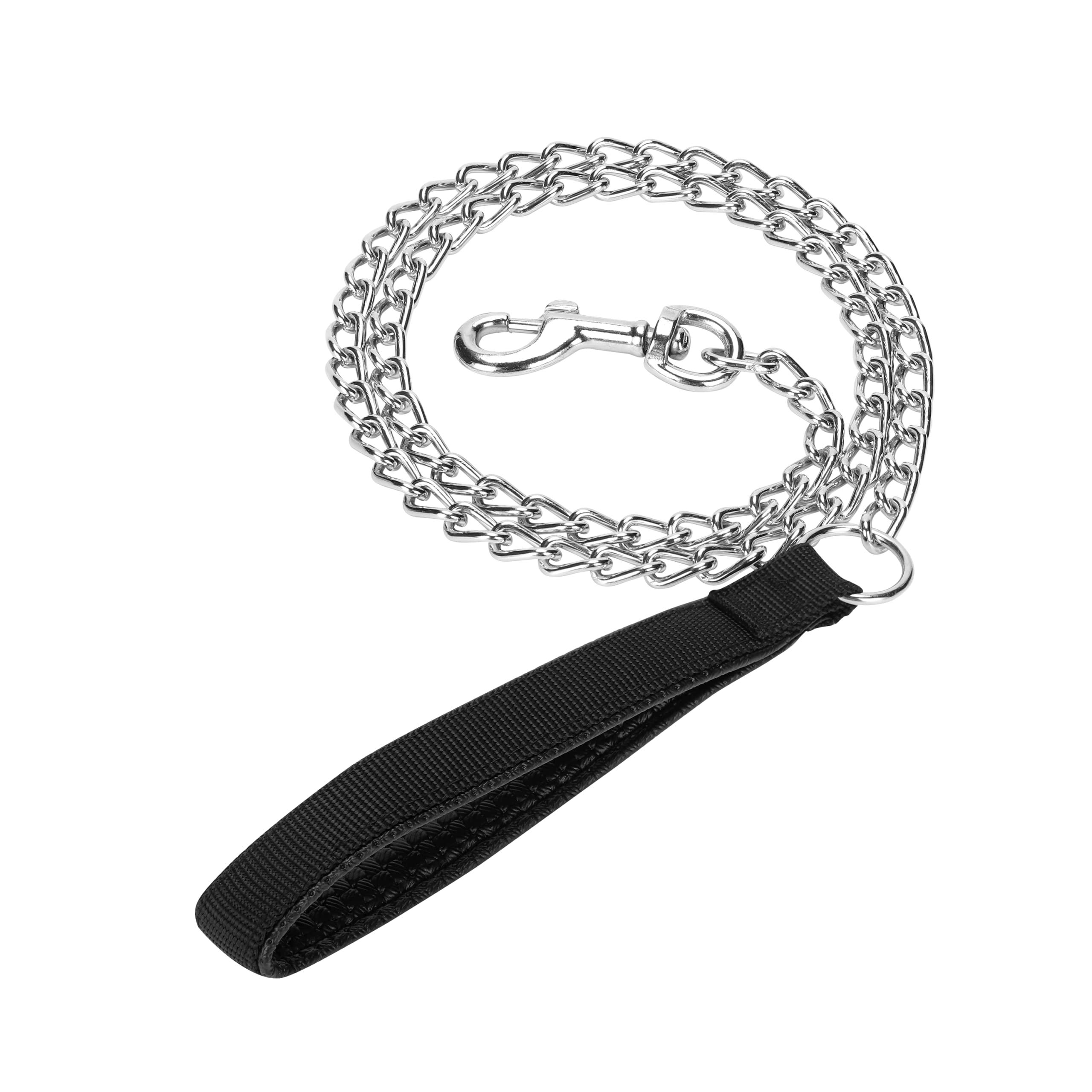 SGODA Metal Chain Heavy Duty Dog Leash, Chew Proof Dog Leash with Soft Handle for Large Size Pets Walking(4 ft. x 3.5 mm Black)