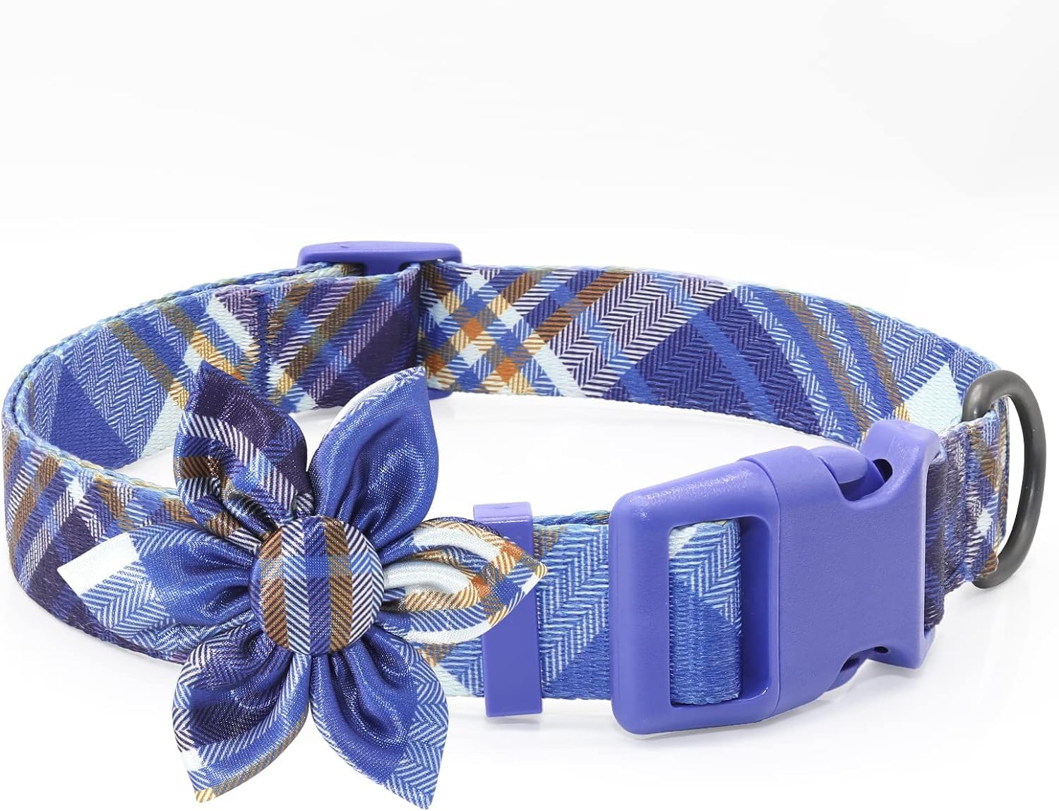 Plaid Boy Dog Collar Floral Male Dog Collars With Flower Bowtie Dog Collar For Cute Boy Male Cats Dogs Spring Summer Dog Collars