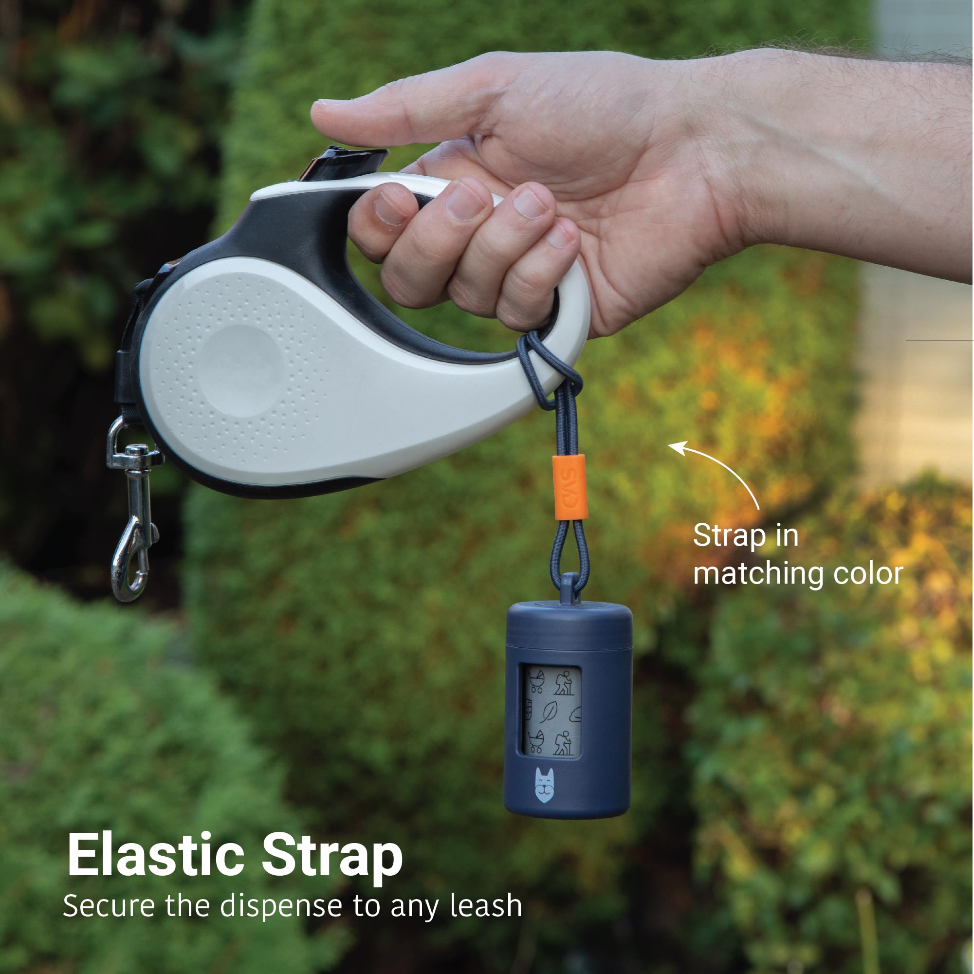 Svd.Pet Dog Poop Bag Dispenser, Retractable Waste Bag Dispenser, Lightweight Poop Bag Holder, Stretchy Strap Fits Any Dog Leash, Dog Walking Accessory (Oxford Blue)