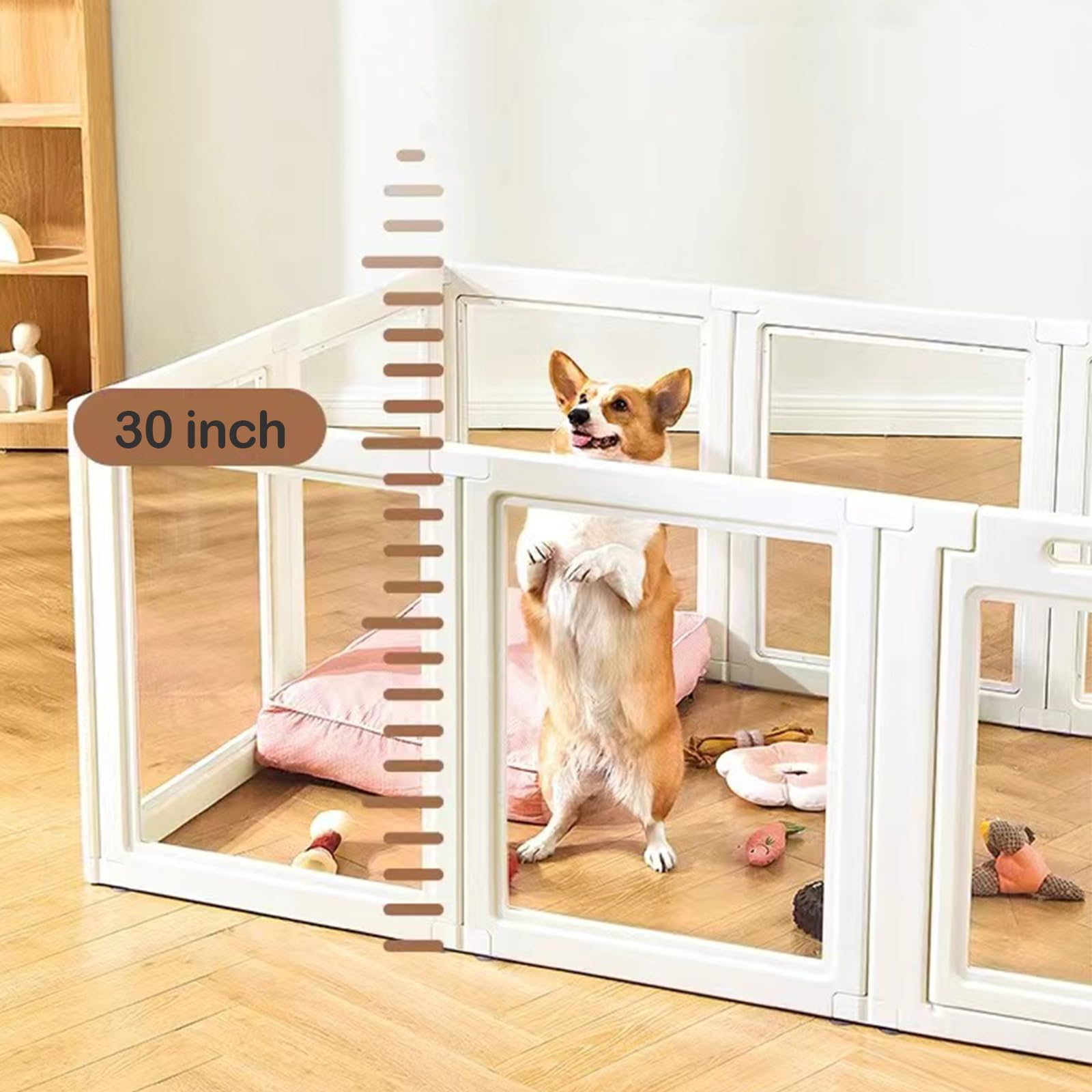 Clear Acrylic Dog Playpen Transparent Dog Playpen Indoor, Easy Assemble Clear Pet Pen For Puppy Bunny Cat Pig, Sturdy & Easy Cle