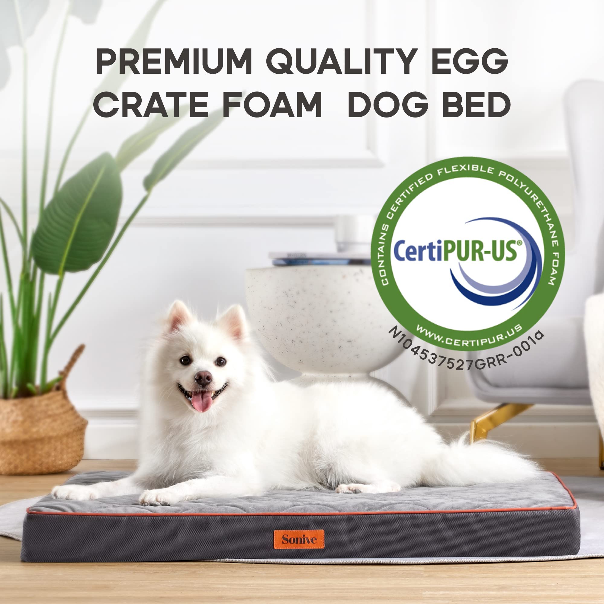 Sonive Extra Large Size Dog & Cat Bed, Egg-Crate Foam Orthopedic Dog Bed, Waterproof Quilted Comfortable Pet Bed Indoor & Outdoo