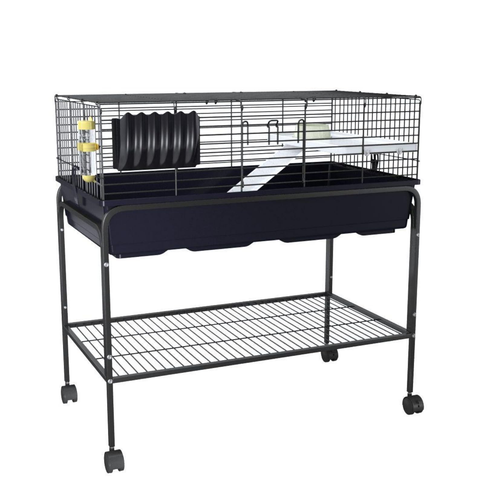 GarveeLife 3Pcs Guinea Pig Cage Kit, Hamster Cage with Storage Shelf, Rolling Rabbit Cage with Fooder, Water Bottle, Hay Feeder,