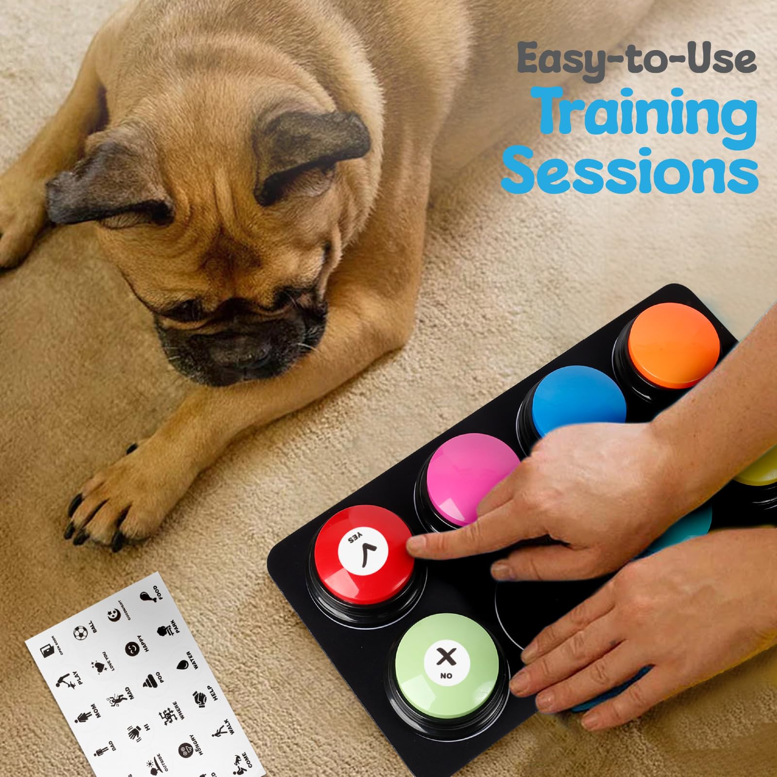 A-Ura Dog Buttons For Communication With Mat, Hd Sound Quality Dog Talking Button Set - Non-Slip Back Mat, Dog Buttons Talk For