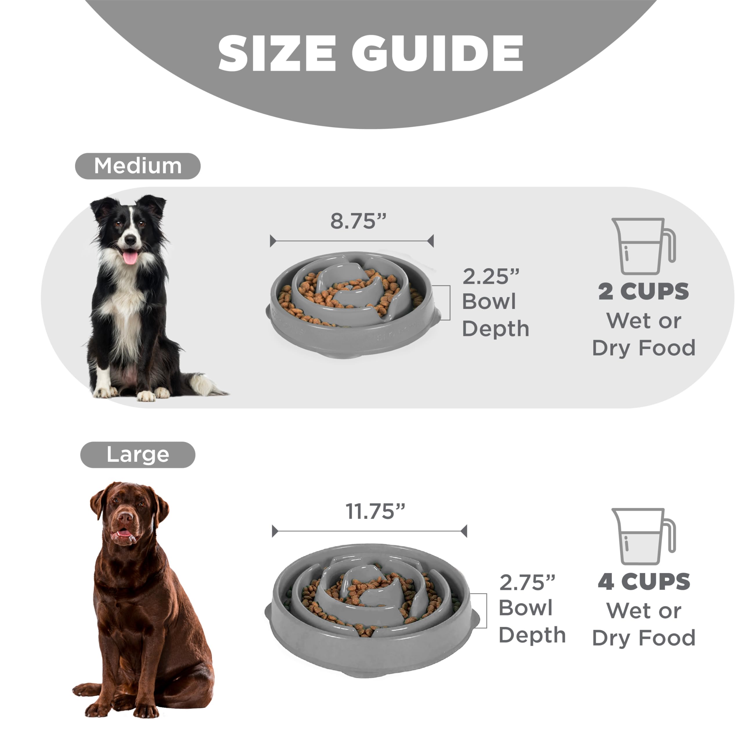 Outward Hound Medium Slow Feeder Bowl, Puzzle Maze for Fast Eaters, Small to Medium Dogs, Helps Prevent Bloat & Aid Digestion, H