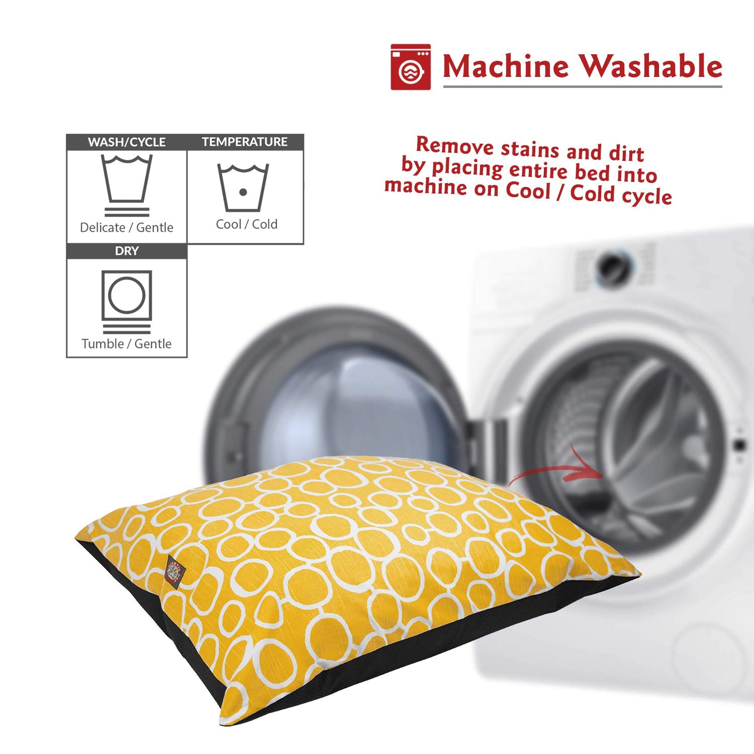 Majestic Pet Rectangle Medium Dog Bed Washable – Non Slip Comfy Pet Bed – Dog Crate Bed Super Value Pillow Dog Bed – Dog Kennel Bed For Sleeping - Dog Bed Medium Breed 35 X 28 Inch – Fusion Yellow