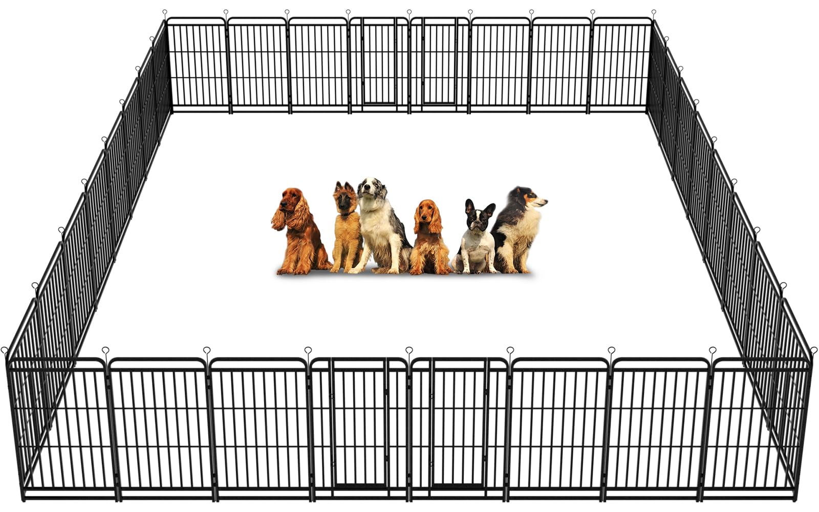 Dog Playpen Outdoor 32 Panels Heavy Duty Dog Fence 47'' Height With Thick Pipe Anti-Rust With Doors Portable For Rv Camping Yard