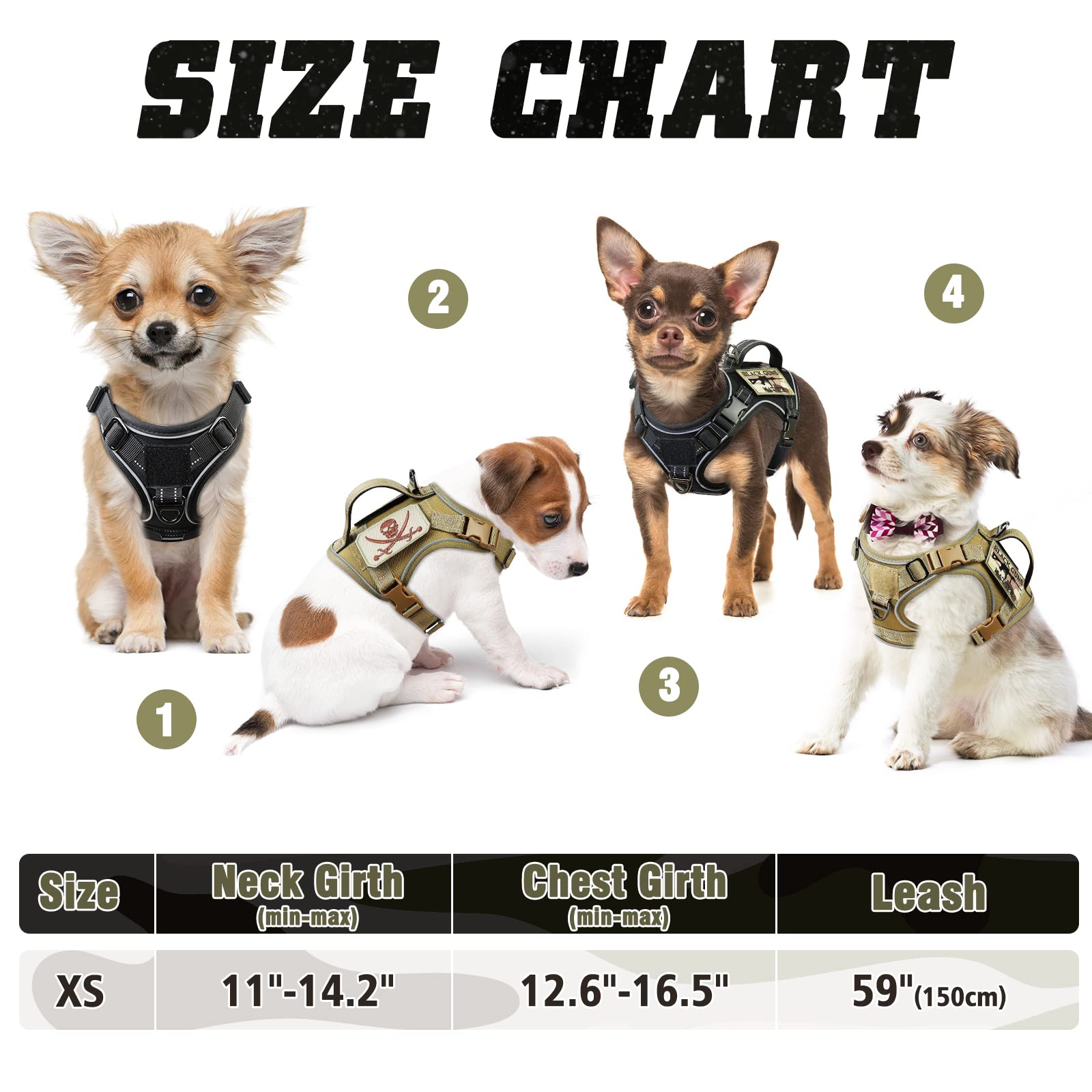 Salfse Tactical Dog Harness Small, Military K9 Puppy Vest Harness, No Pull Outdoor Training Xs Dog Harness With Handle