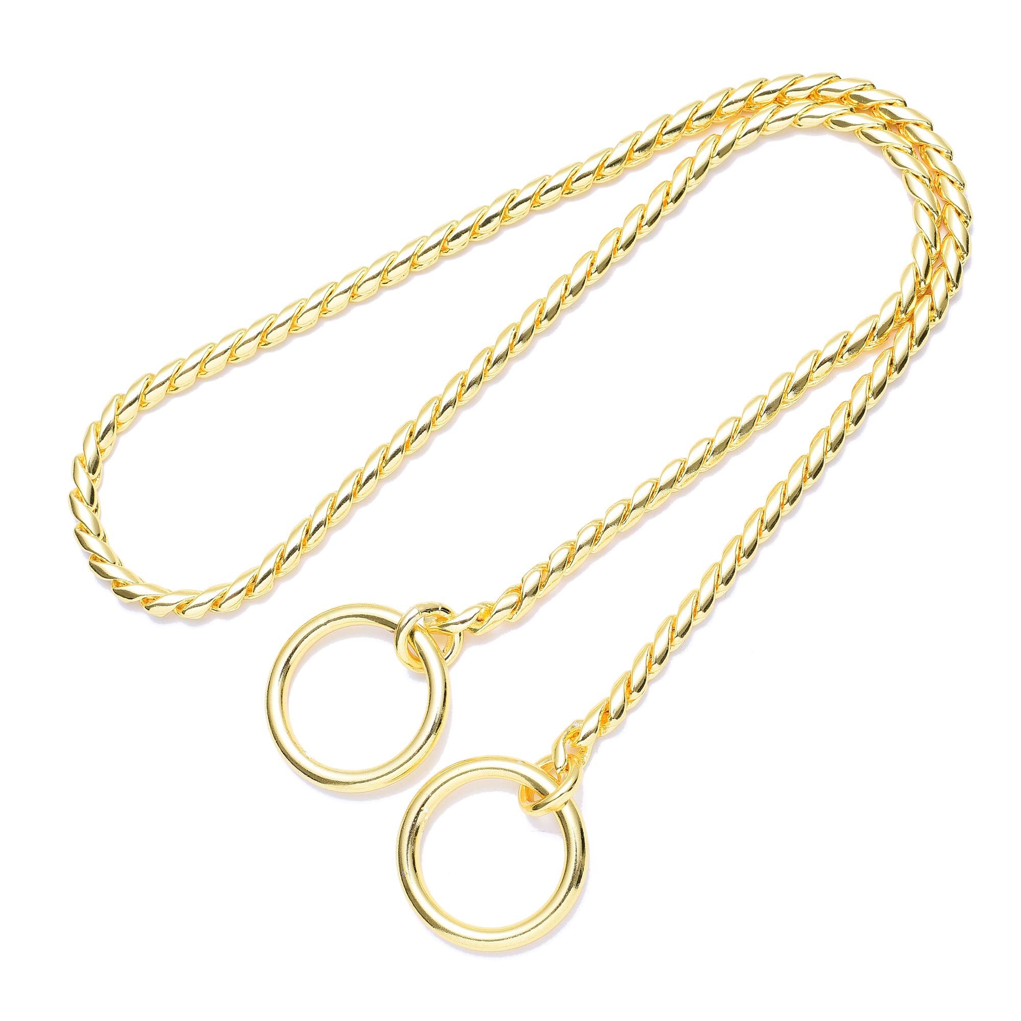 Mile High Life | Dog Training Collar | Curb Chain Collar | Chrome Copper Slip Lead | P Ring Collar | Choke Collar (18In/45Cm-4.0Mm)
