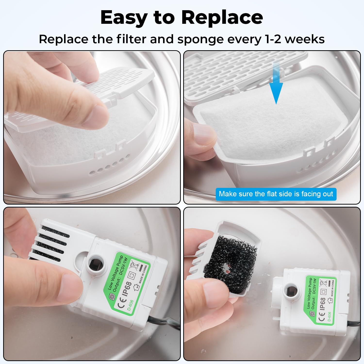 Cat Water Fountain Filters For Orsda D60 100Oz/3L Pet Fountain, 12Pcs Replacement Carbon Filters With Triple Filtration System,