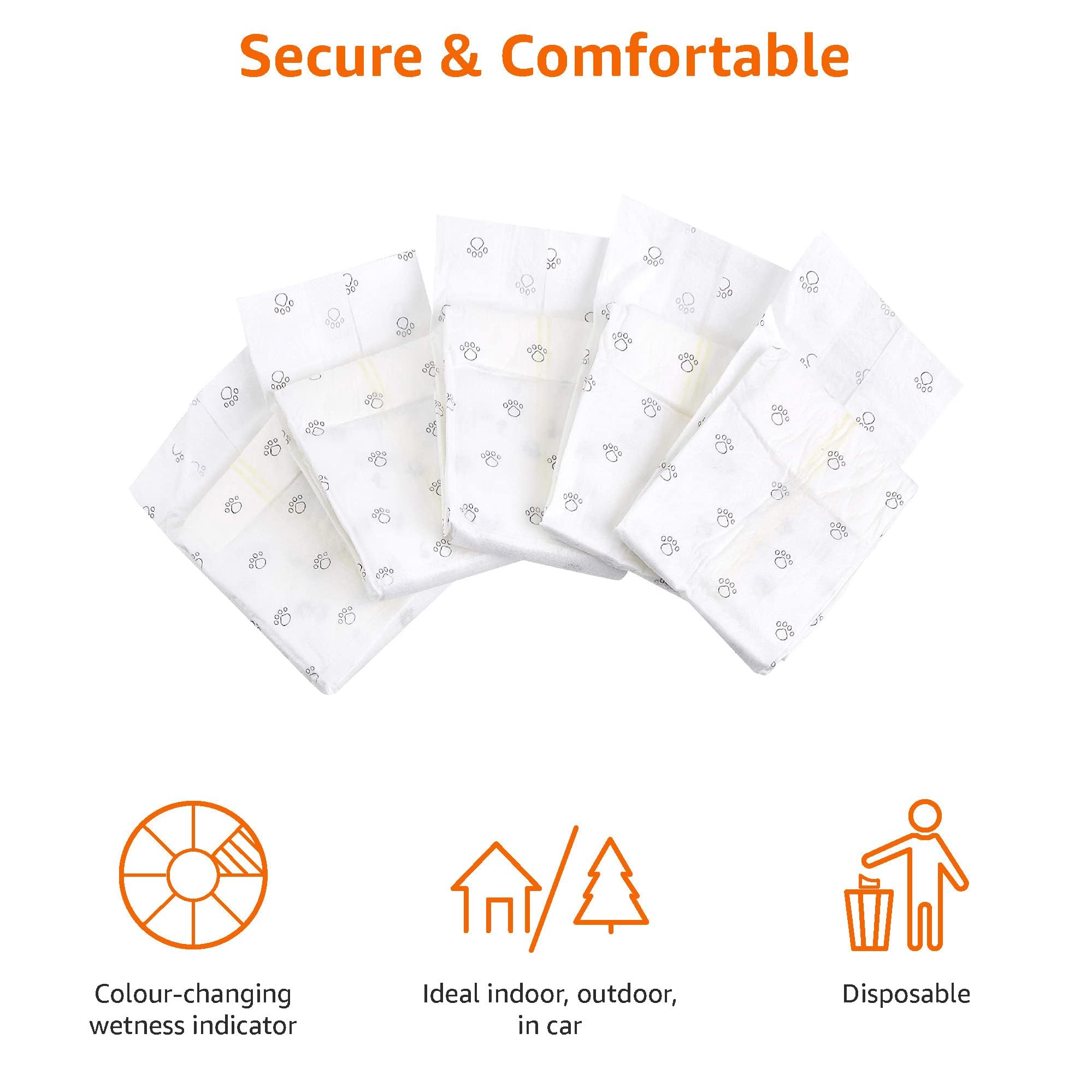 Amazon Basics Male Dog Diapers, 30 Count, Large, Ultra Absorbent Disposable Wrap With Secure Fit, Leakproof And Comfortable