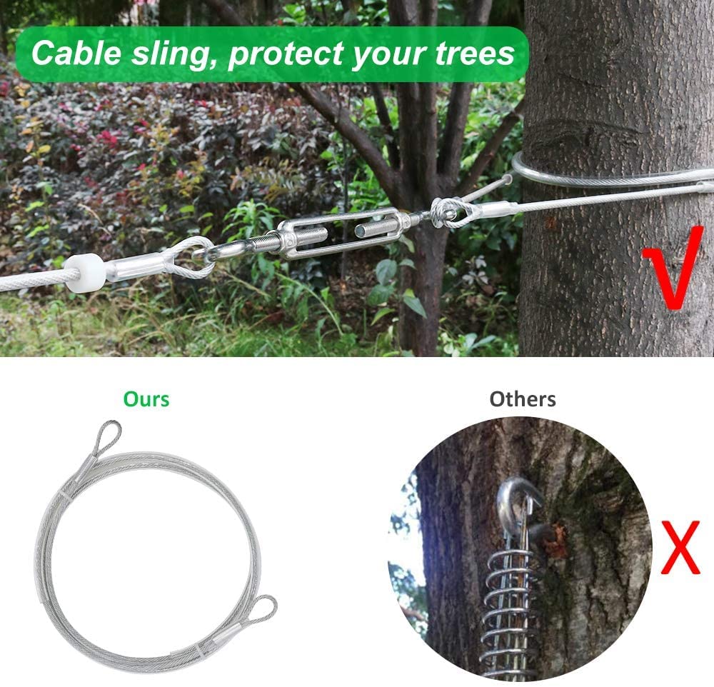XiaZ Dog Tie Out Cable, 150ft Dog Trolley Runner Cable for Dogs up to 250lbs, Dog Lead for Yard, Camping, Outdoor, with 8 Ft Nyl