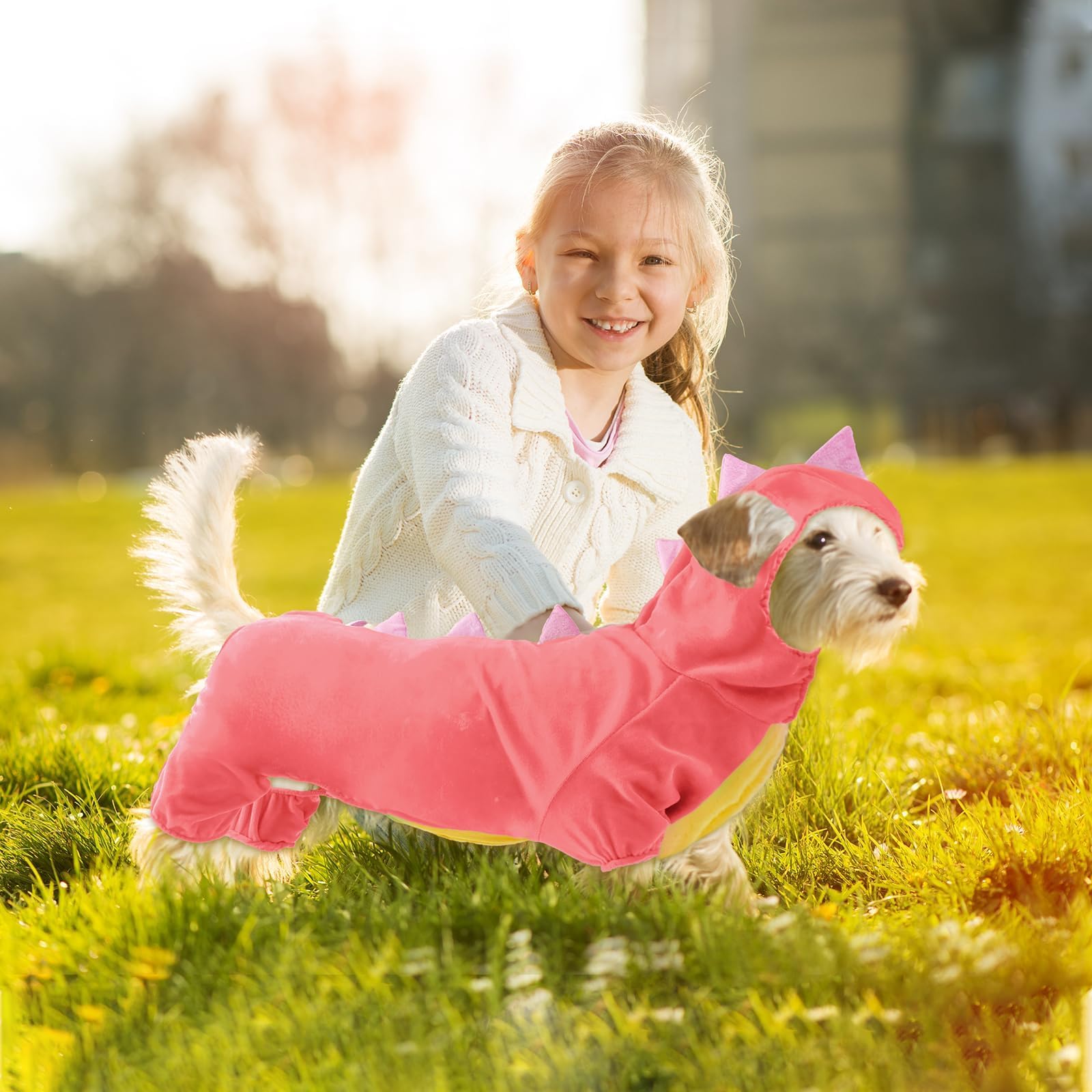 Hotumn Dinosaur Dog Halloween Costume Pet Dino Hoodie For Large Dogs (Xxxx-Large, Pink)
