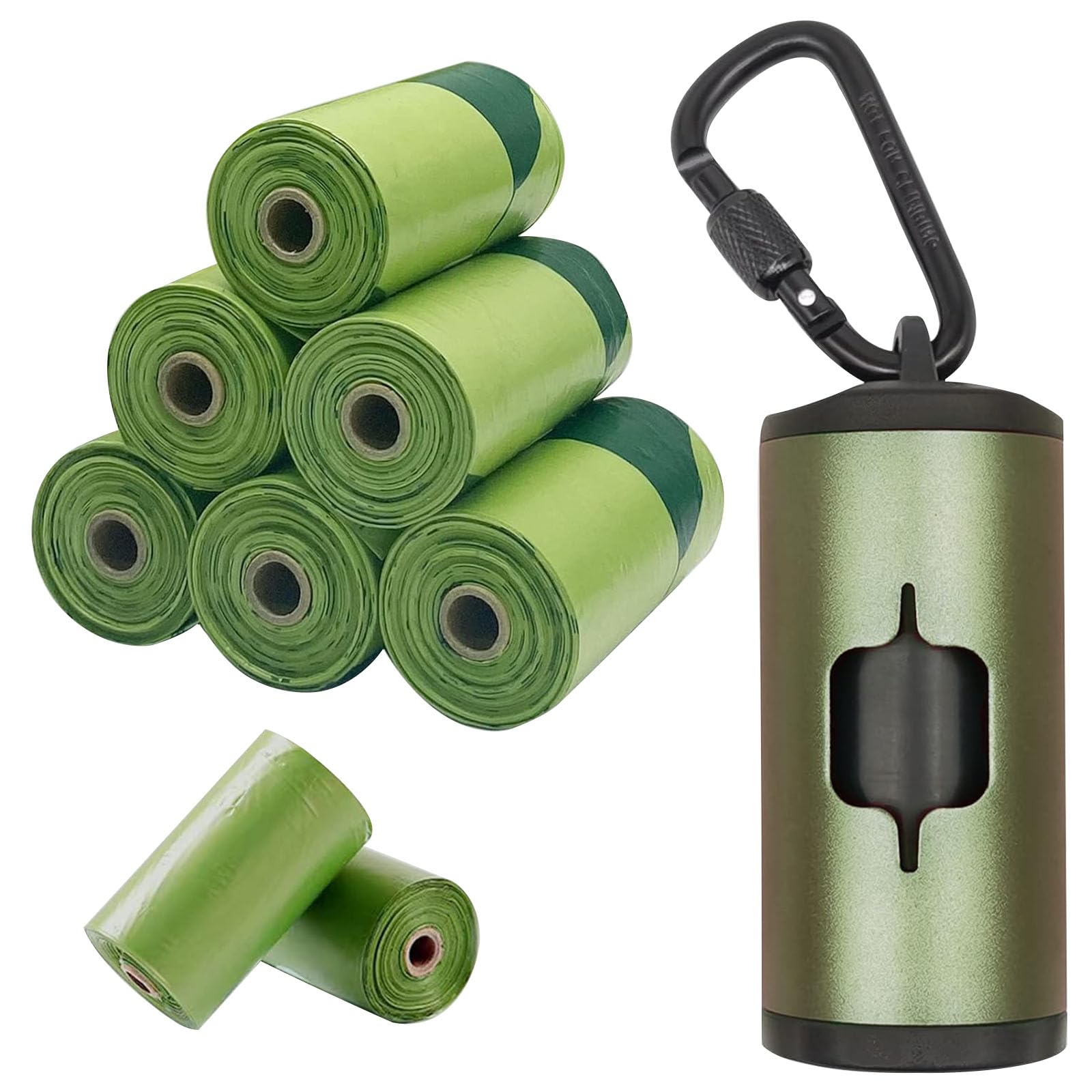 Shaouman Metal Dog Poop Bags Holder Aluminum Poo Bags Dispenser With Pet Waste Bags 3 Leash Clasp And Elastic Rope For Used Bags(1 Holder 135 Bags,Dark Green)