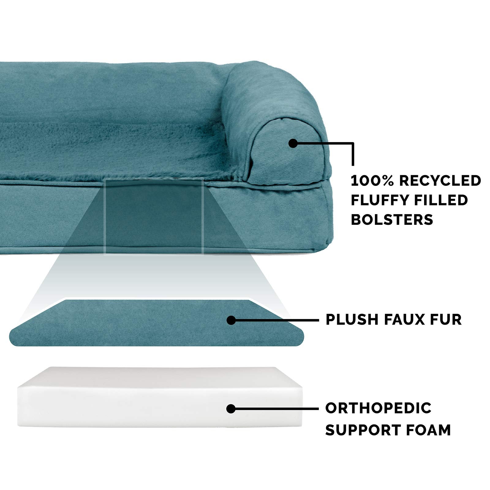 Furhaven Orthopedic Dog Bed For Large Dogs W/ Removable Bolsters & Washable Cover, For Dogs Up To 125 Lbs - Plush & Suede Sofa - Deep Pool, Jumbo Plus/Xxl