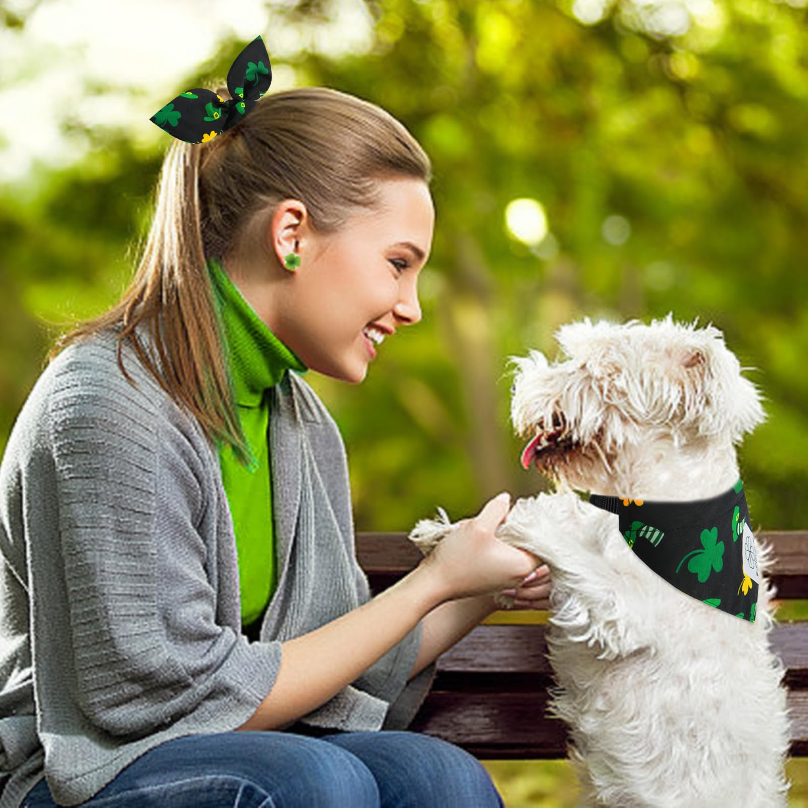 E-Clover Fall Dog Collar - Plaid Thanksgiving Dog Collar Bandana & Matching Scrunchie Adjustable Dog Collars For Xs Small Dogs P
