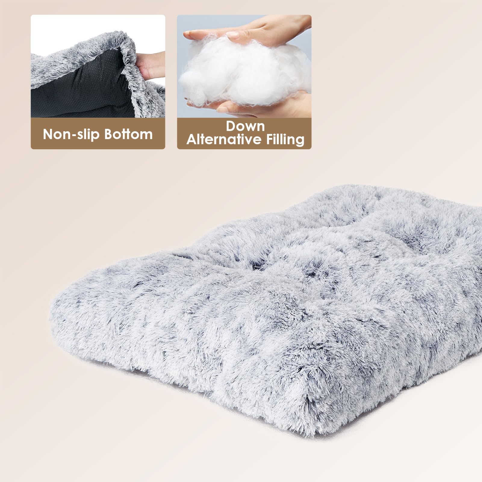 Eheyciga Fluffy Xxl Dog Crate Pad, Plush Faux Fur Bed For Extra Large Dogs, Calming Anti-Anxiety Mat With Non-Slip Bottom
