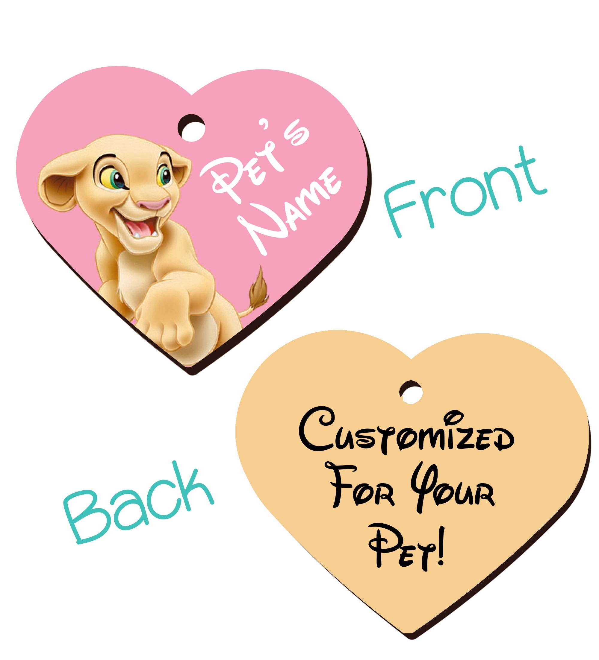 Udesignusa Double Sided Personalized Pet Id Tags For Dogs & Cats (Nala, Heart Shaped, Multi-Colored, 1 Count)