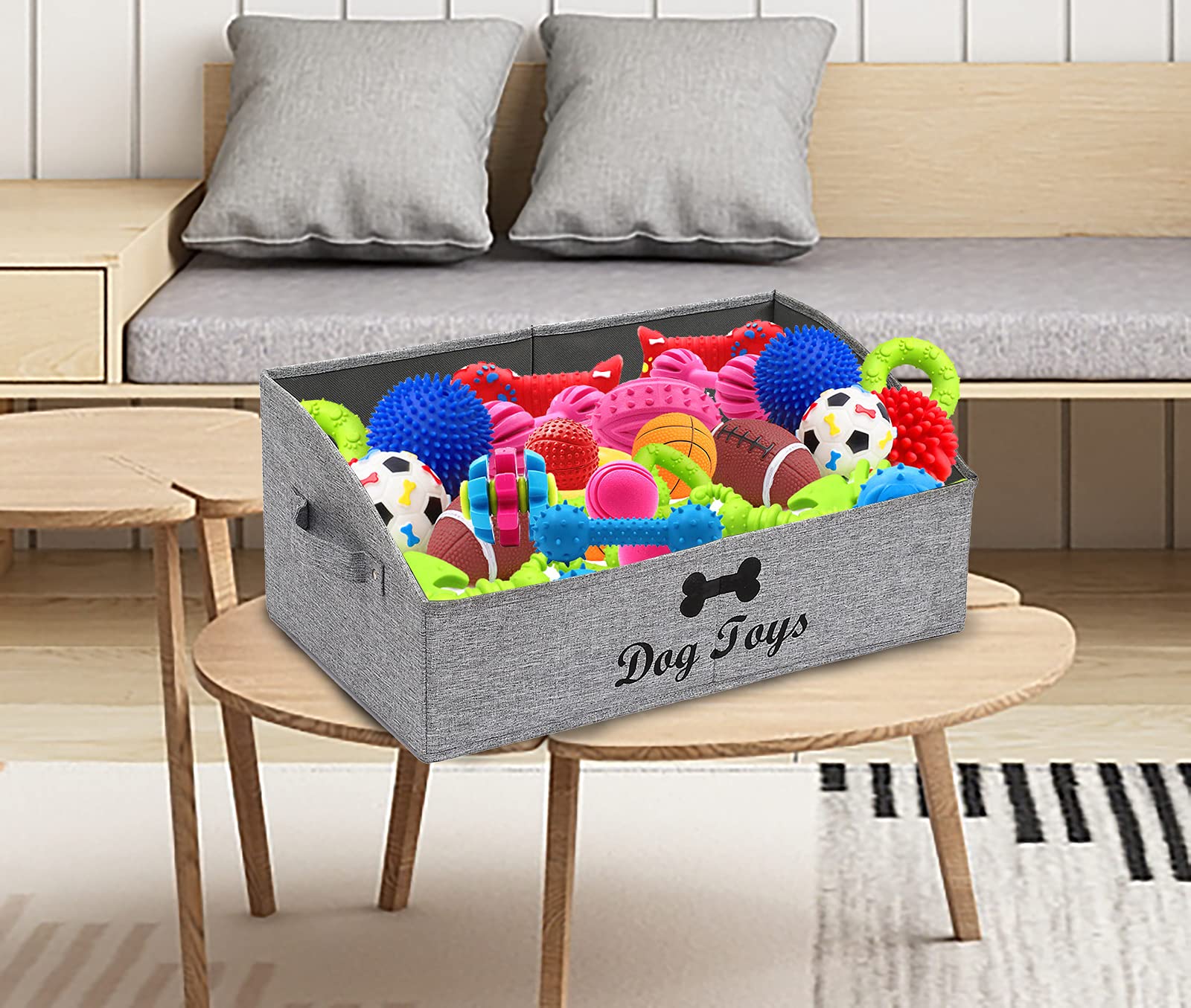 Morezi Linen-Cotton Blend Dog Toy Basket And Dog Toy Box, Dog Toy Basket Storage - Perfect For Organizing Pet Toys, Blankets, Le
