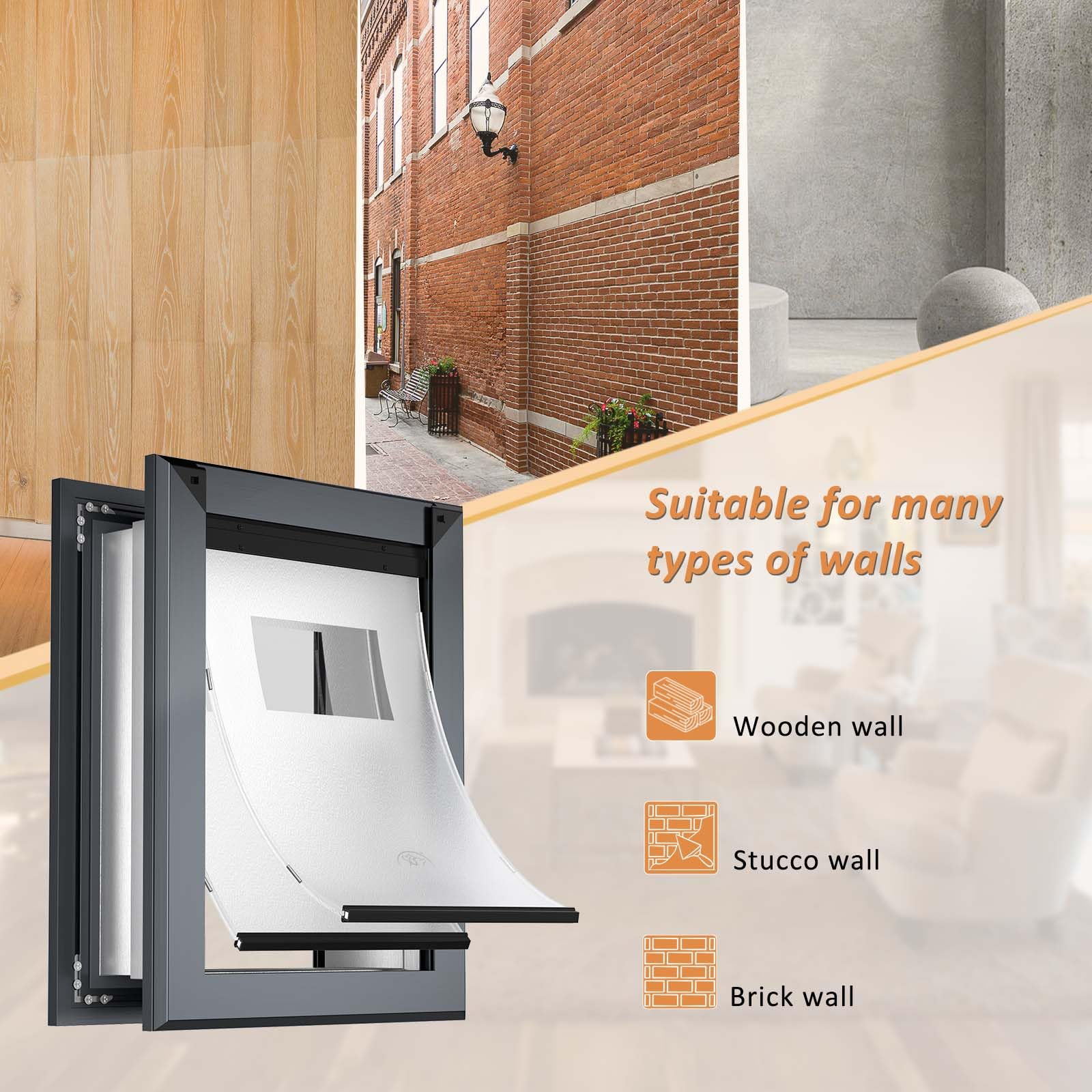 Freestanding Xl Dog Door For Wall, Extra Large Dog Door With Heavy Duty Aluminum Frame, Telescoping Tunnel, Double Magnetic Flap
