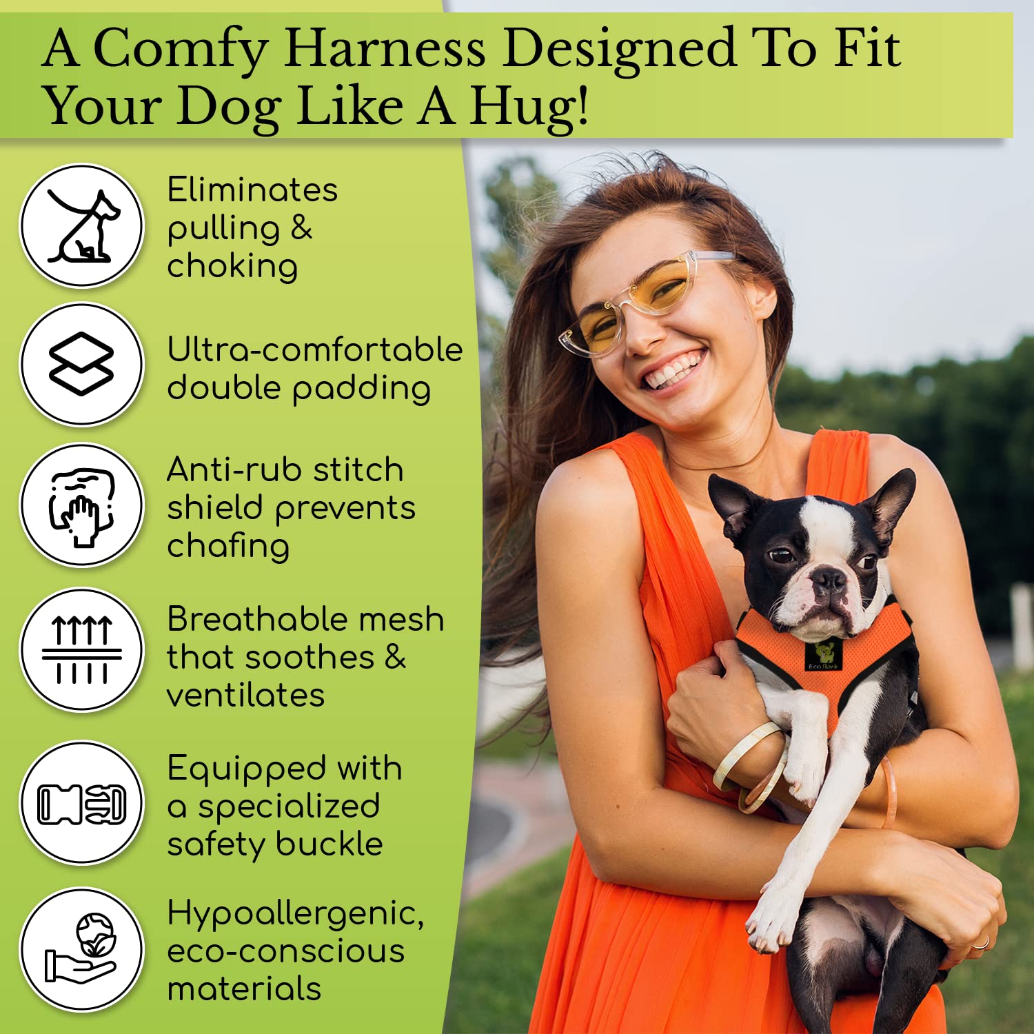 Classic Dog Harness Innovative Mesh No Pull No Choke Design Soft Double Padded Breathable Vest For Eco-Friendly Easy Control Wal