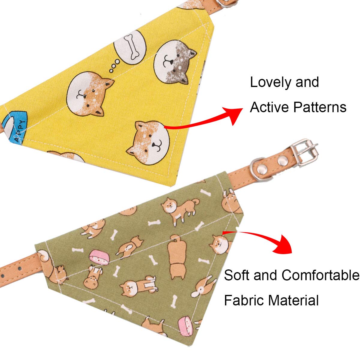 Timoey Dog Collars For Small Dogs,Adjustable Leather Puppy Collar Bandana And Cute Style Dog Bandanas For Large Dogs(Small)