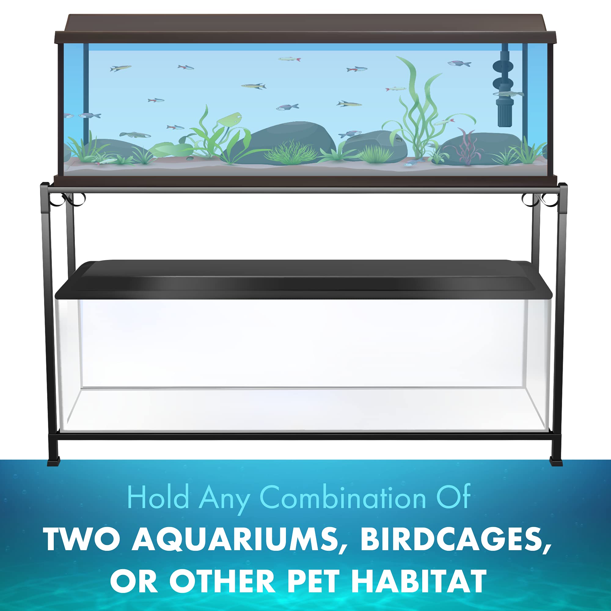 Titaneze 55 Gallon Double Aquarium Stand (2 Stands In 1), Fish Tank Stand, Bird Cage Stand, 50.5' W X 32' H X 13' D
