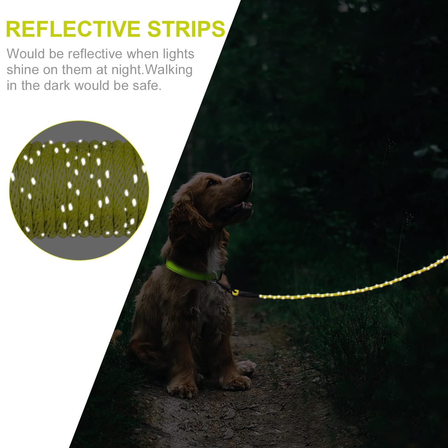 Joytale Long Dog Training Leash, 15 Ft Tie Out Rope Check Cord Dogs Leashes With Padded Handle, Reflective Recall Lead For Puppy And Small Dogs, Yellow