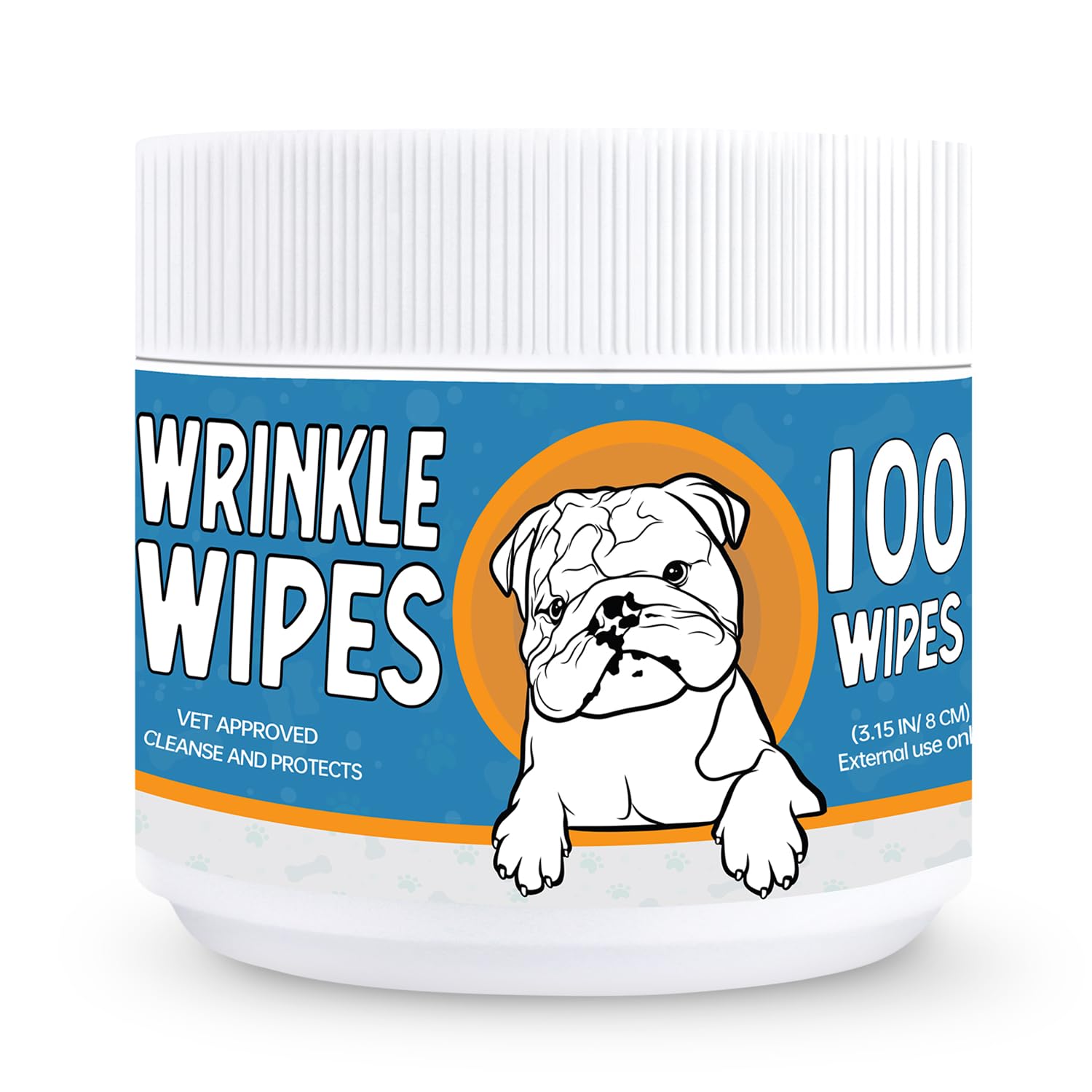 Bulldog Wrinkle Wipes for Dogs - Deodorizing & Soothing with Honeysuckle Extract - Non-Irritating, Cleans Wrinkles, Folds, Paws 