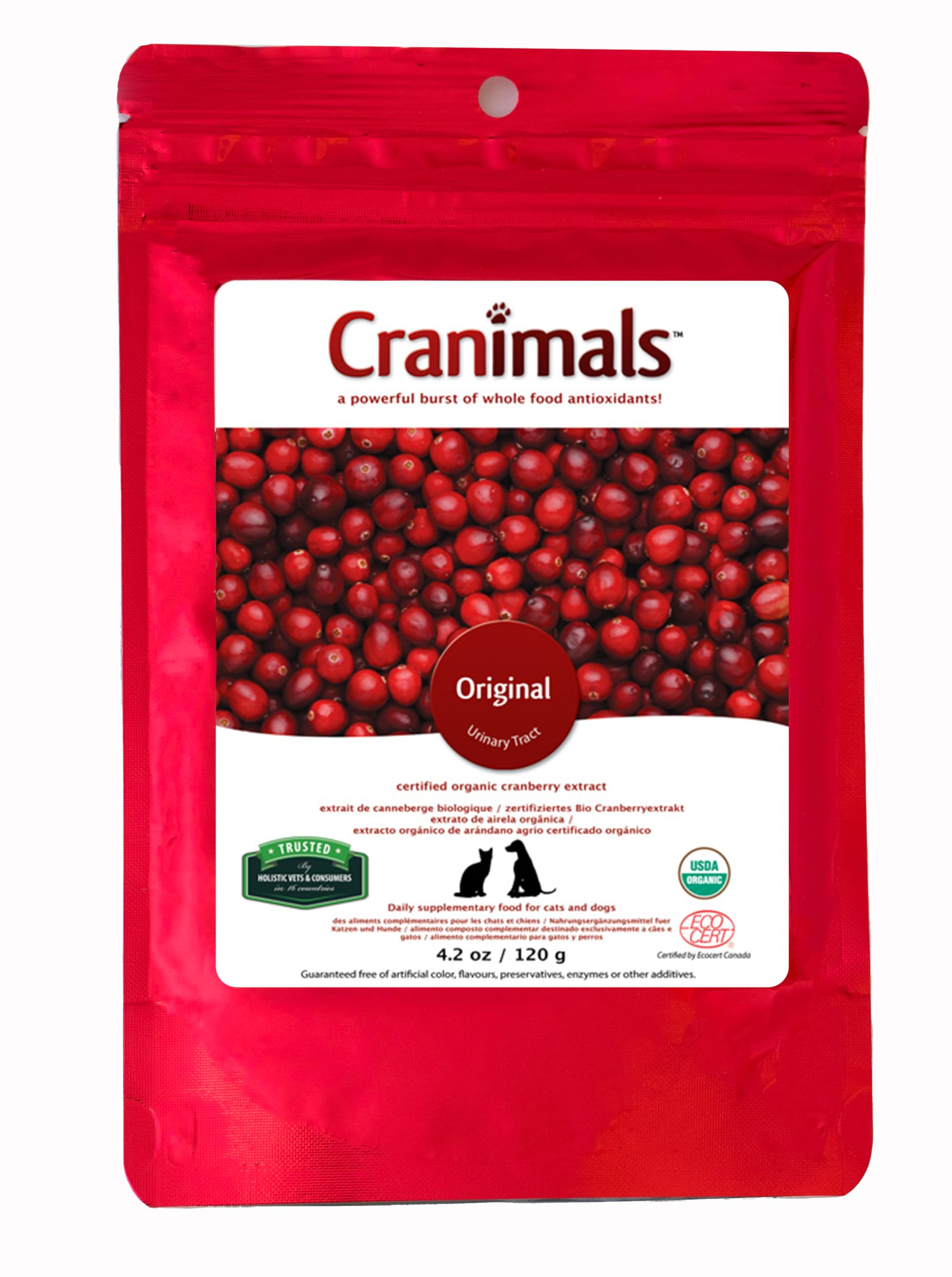 Cranimals Organic Cranberry Cat and Dog Supplement, Prevents UTIs, Incontinence and Struvite Stones, Replaces antibiotics.
