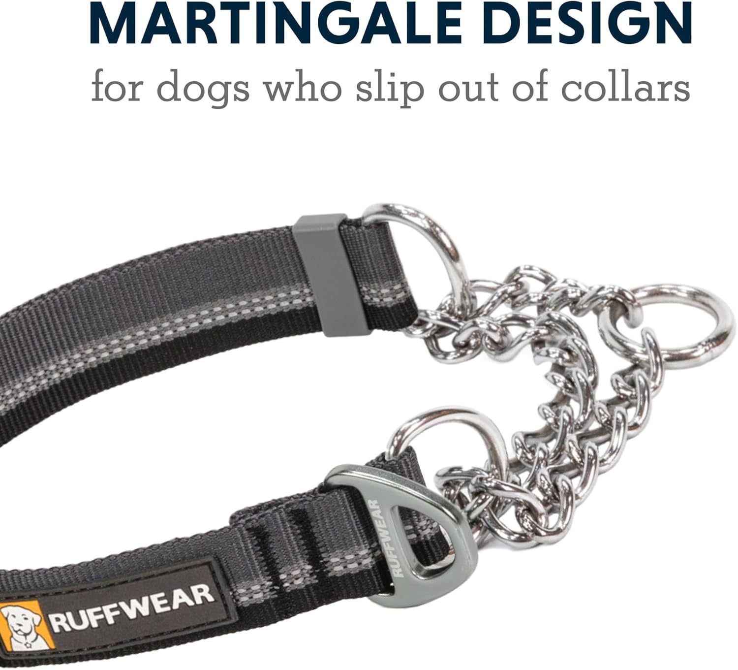 Ruffwear, Chain Reaction Dog Collar, Martingale Style For On-Leash Walking, Basalt Gray, 14'-20'