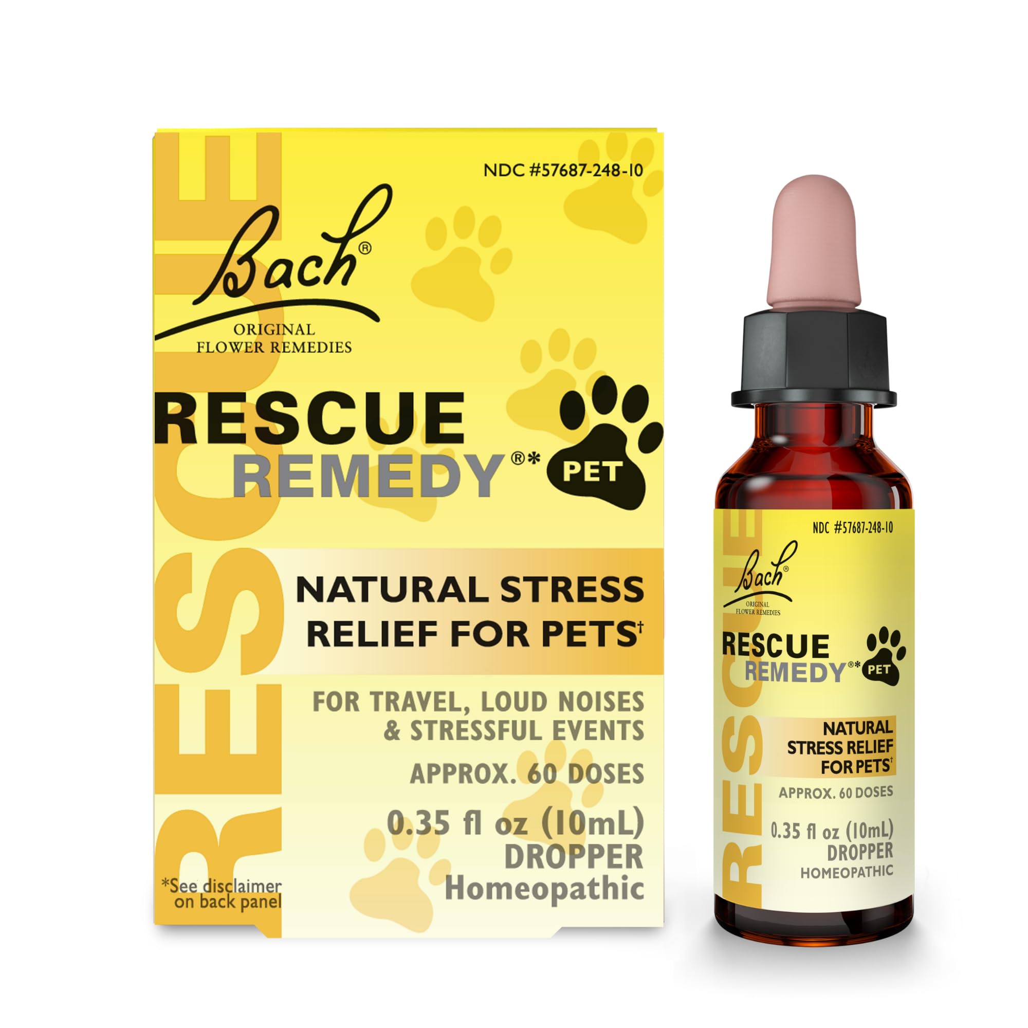 Rescue Remedy Pet Dropper - 10mL - Stress & Tension Support for Dogs & Cats with Bach Natural Flower Essences - Sedative-Free, H