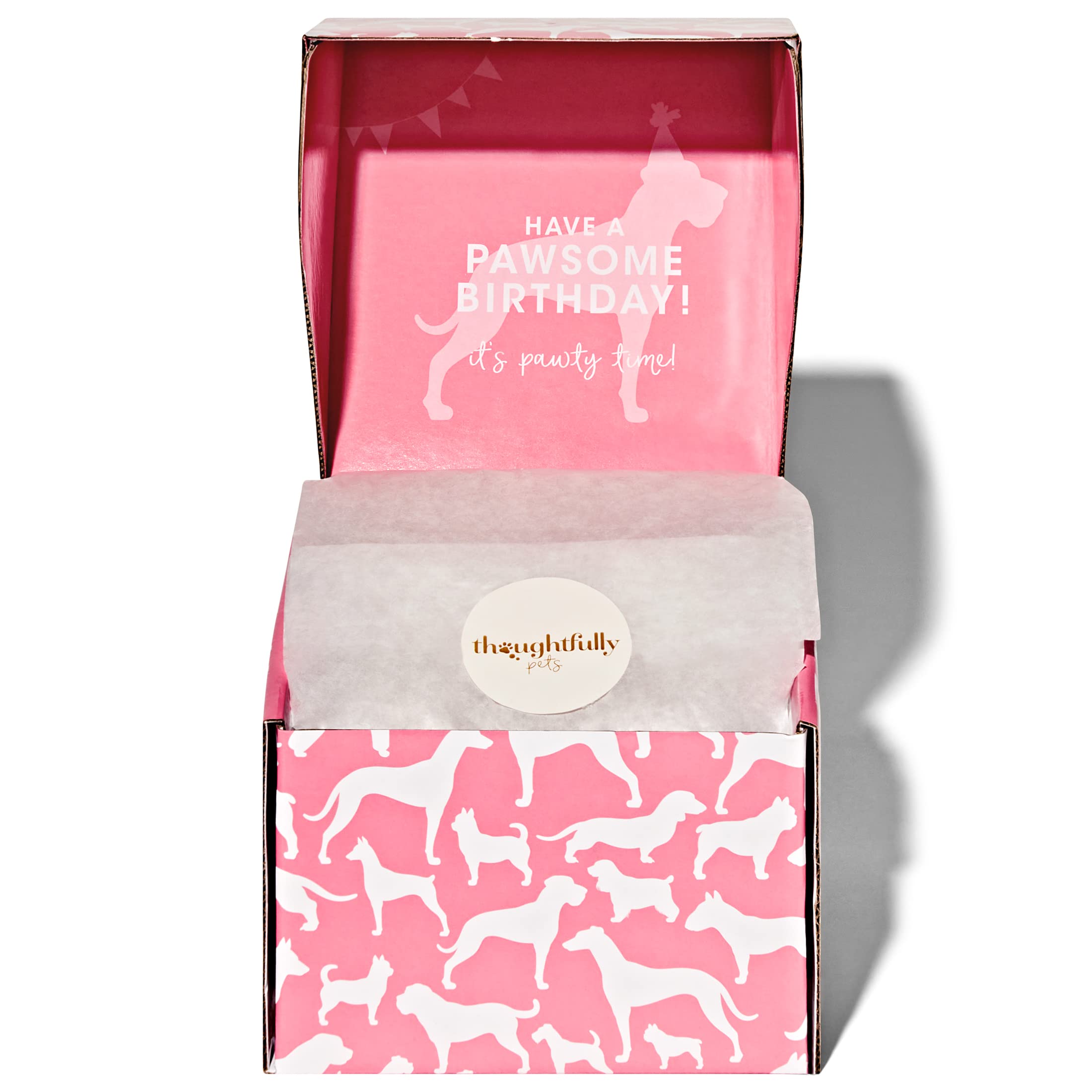 Thoughtfully Pets, Pink Dog Happy Birthday Mini Cookie Cake, Pink, Peanut Butter Flavored, Hand Decorated Hollow Biscuit Cake fo