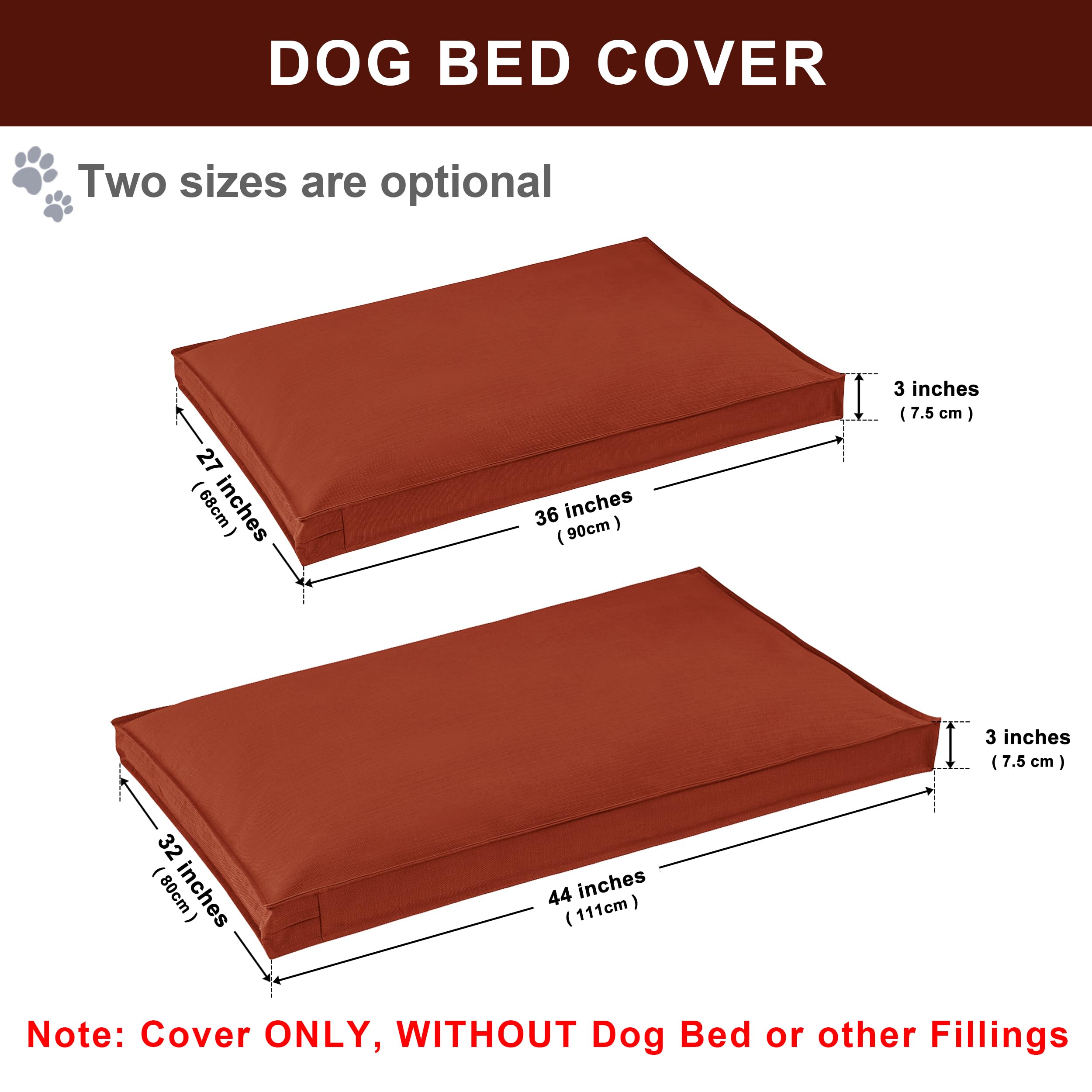 Venessco Dog Bed Covers Replacement Washable, Waterproof Dog Bed Cover With Zipper, 44Lx32Wx3H Inch Durable Oxford Pet Bed Cover