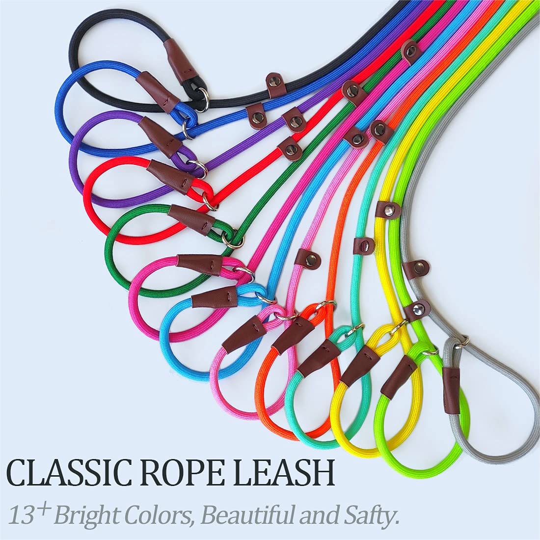 Maypaw Slip Lead Control Leash For Dogs No Pull, 13+ Colors Classic Dog Lead 7 Ft Pet Slip Leash, 1/4” Rope Leashes For Small Medium Animals (7Ft*1/4', Yellow)