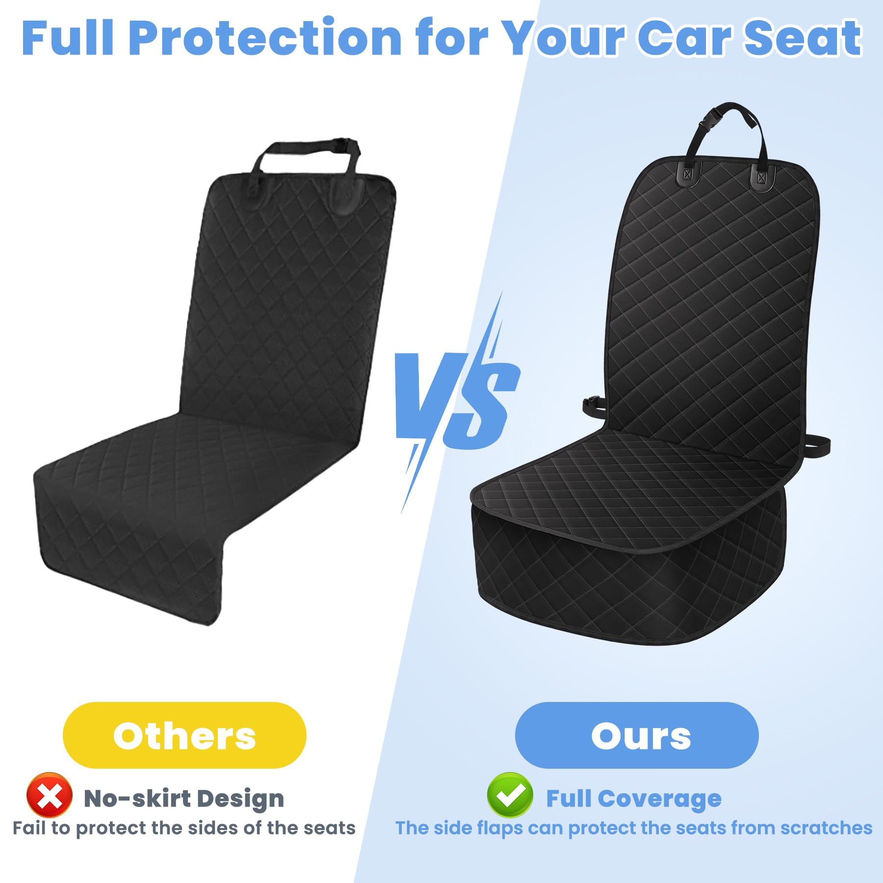 Elongriver Dog Car Seat Covers, Waterproof Front Seat Cover For Dogs, Scratch-Proof, Nonslip Pet Passenger Seat Cover Protector,