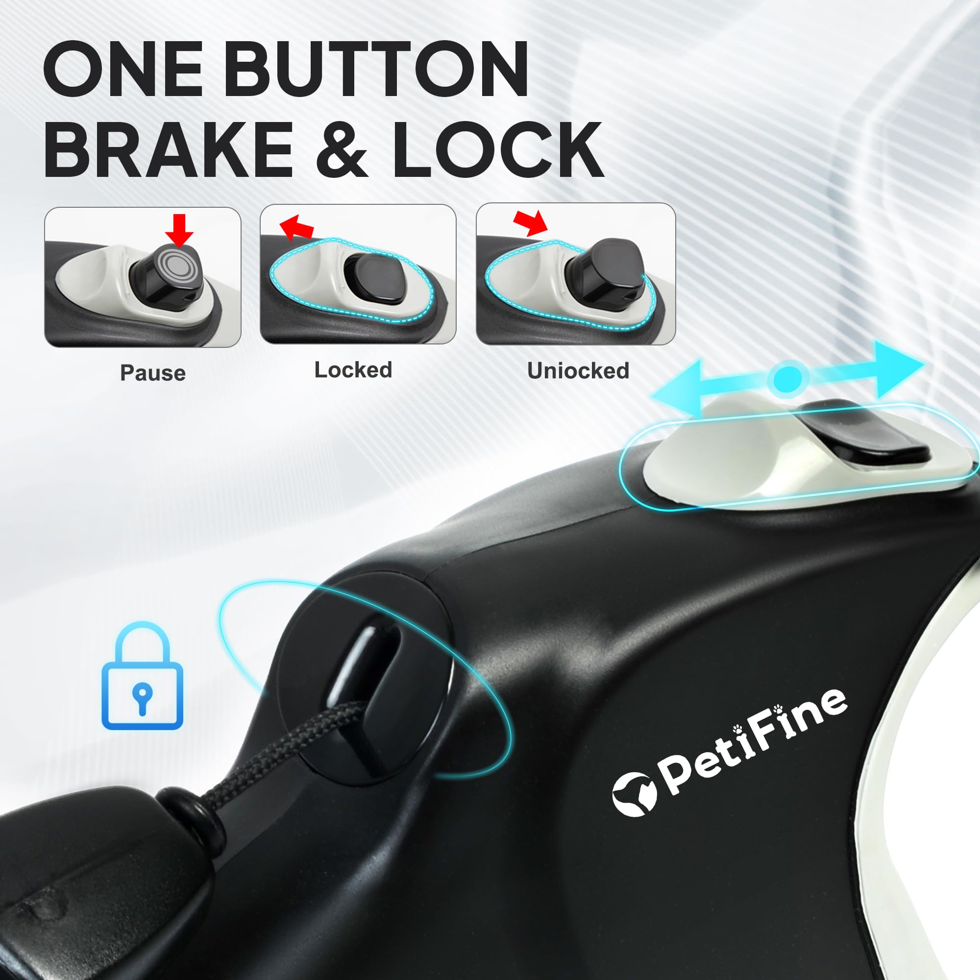 Petifine Retractable Dog Leash,30 Ft Heavy Duty Dog Walking Leash For Medium Large Dogs Up To 110 Lbs, Upgraded No Tangle Long R