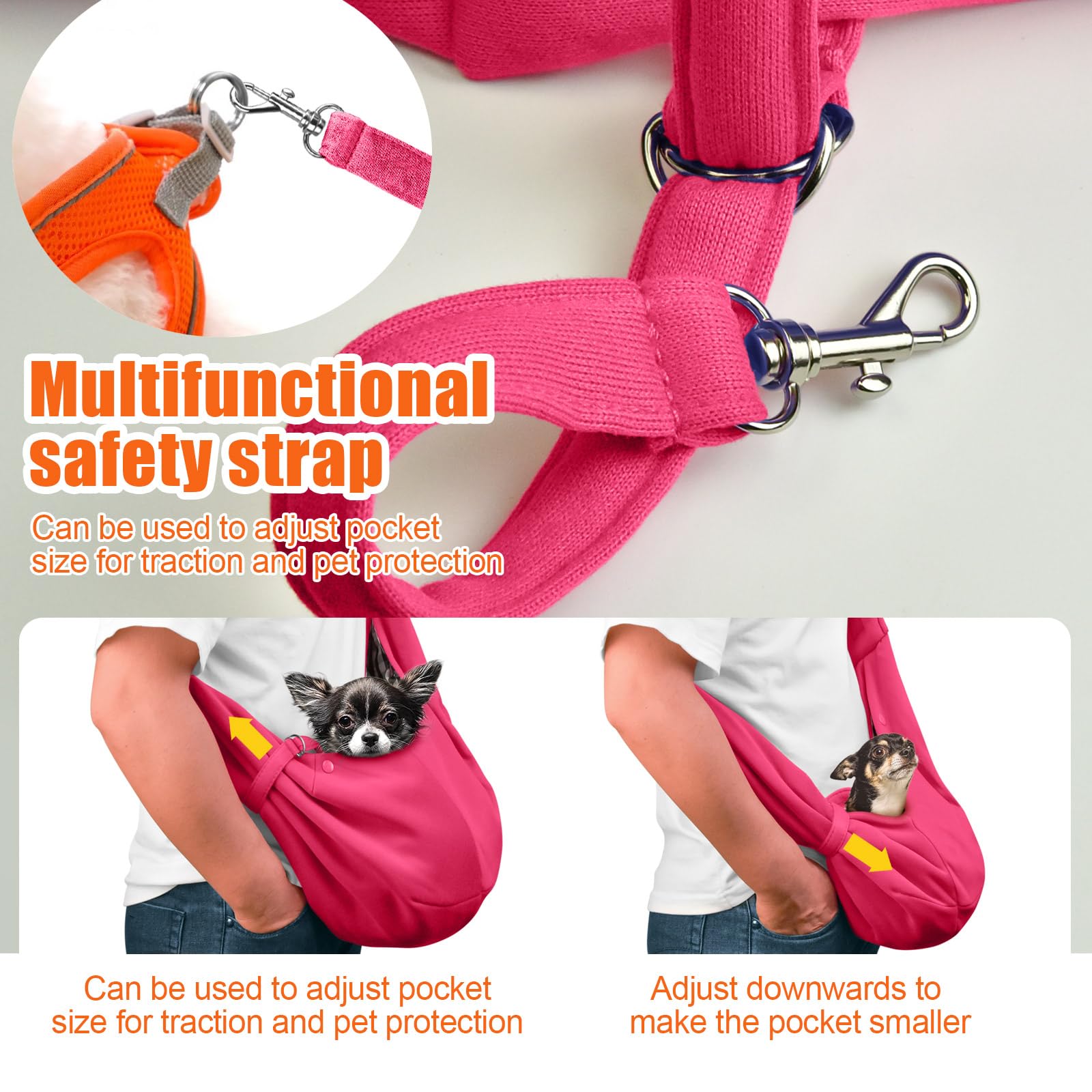 Tomkas Dog Sling Carrier For Small Dogs Puppy Carrier For Small Dogs (Rose Red, For Pets Weight 2-7 Lbs)