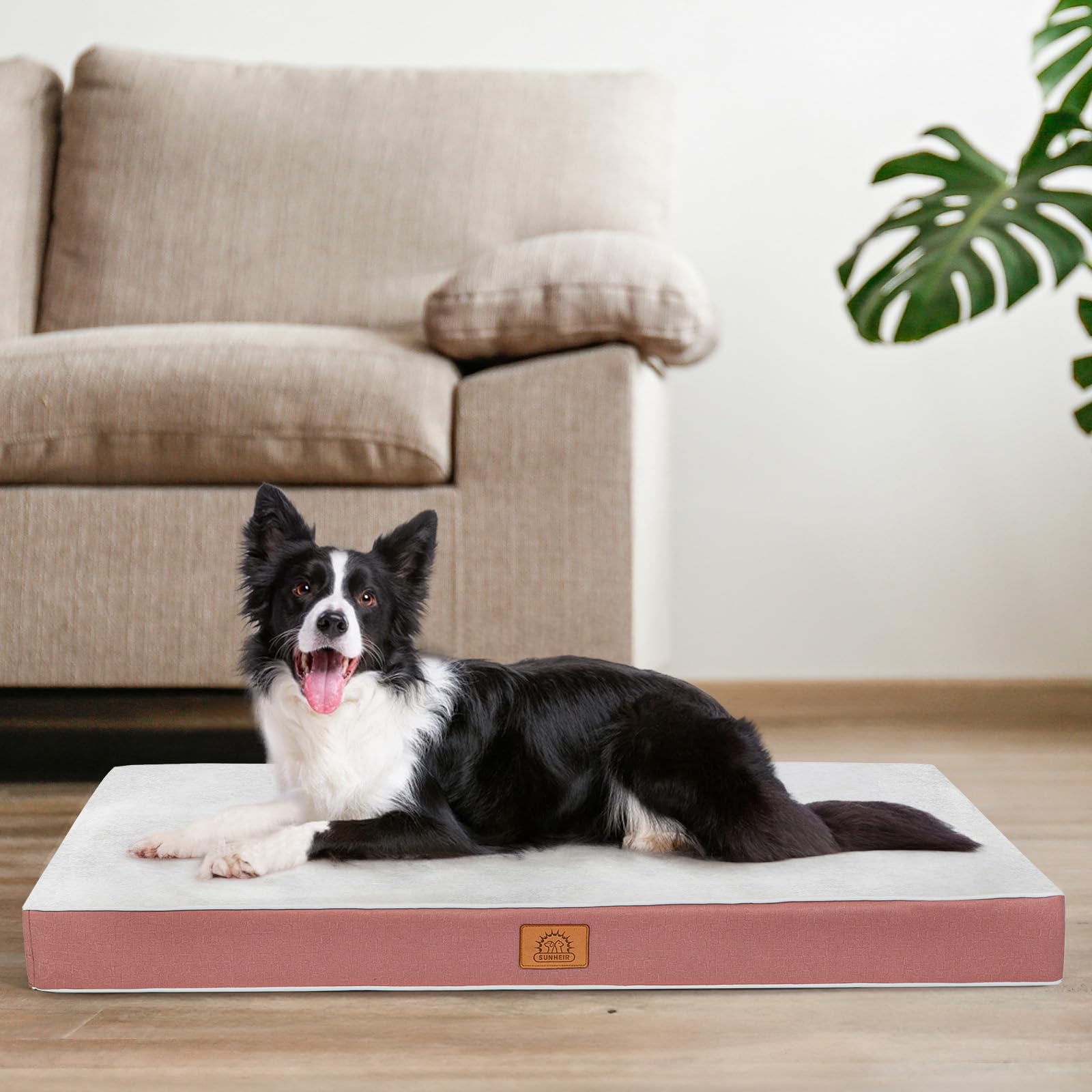 Orthopedic Dog Bed For Large Dogs, Waterproof Deluxe Plush Dog Crate Bed With Removable Washable Cover & Anti-Slip Bottom, Egg C