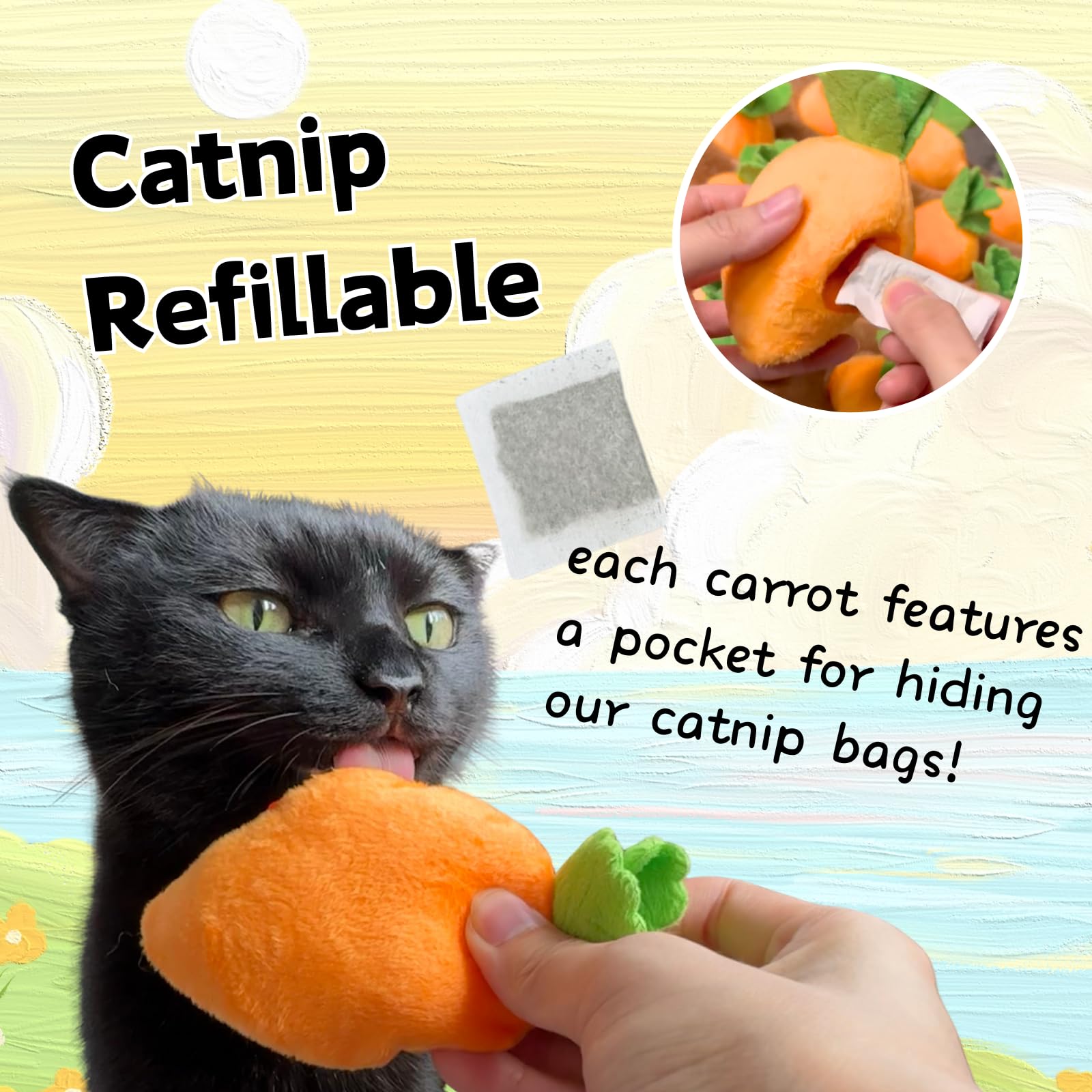 Cece Paw Carrot Catnip Toys, Interactive Feather Cat Toys For Indoor Cats, Cat Puzzle Toys For Boredom And Mental Stimulation, 1