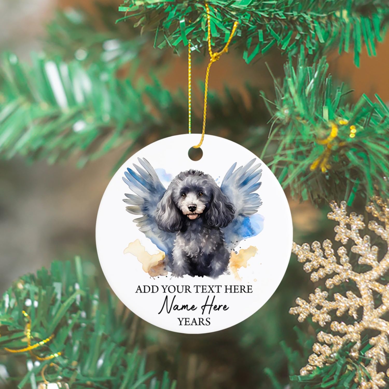 Personalized Poodle Angel Ornament, Poodle Dog Memorial Christmas Ornament, Custom Text Dog Name & Year Xmas Tree Hanging, Loss Of Pet Dog Sympathy Gifts, In Loving Memory Of Poodle Ornaments