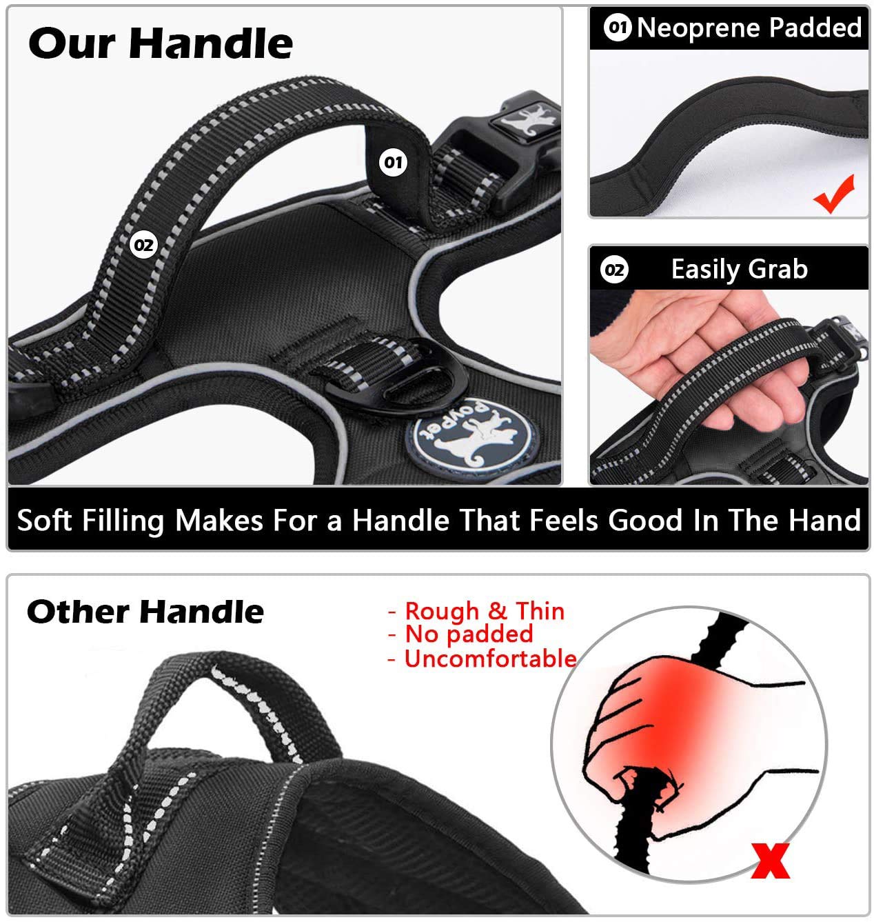 Poypet Dog Harness And Leash Combo, Escape Proof No Pull Vest Harness, With 5 Feet Leash, Reflective Adjustable Soft Padded Pet