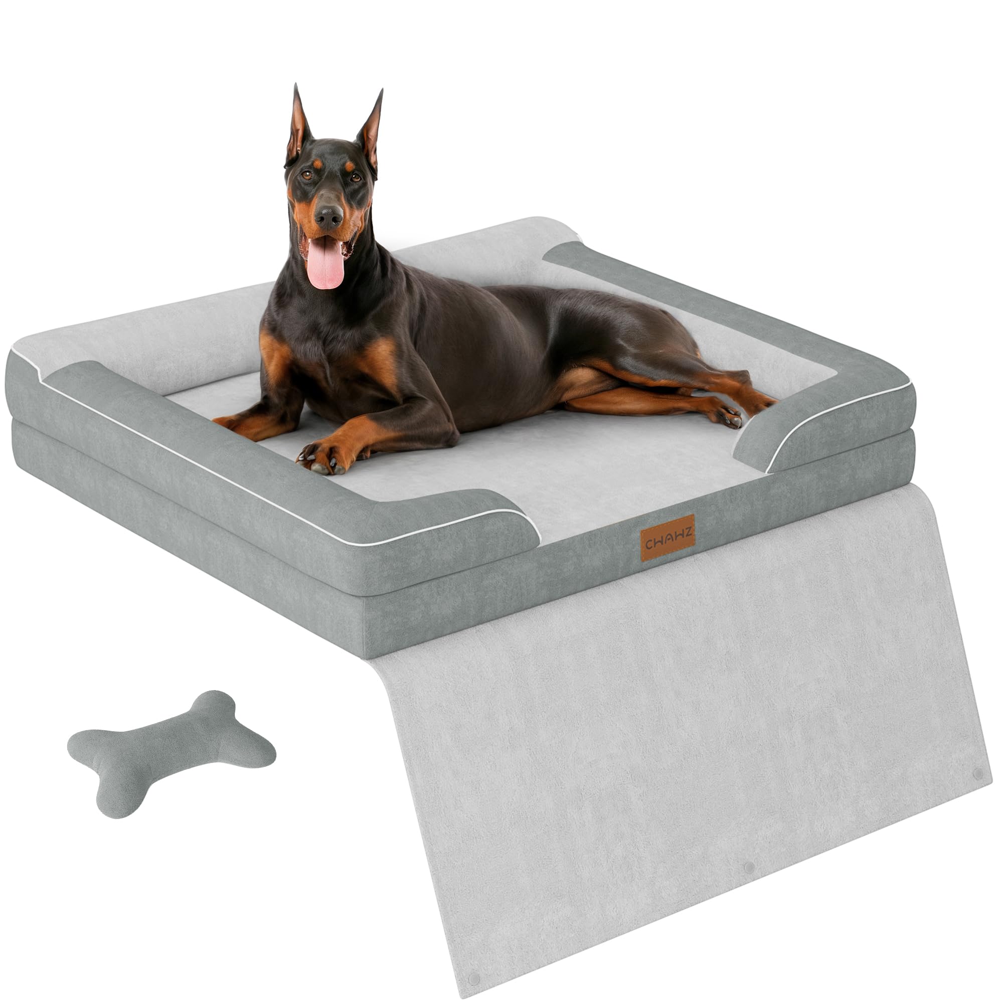Cwawz Xxl Dog Beds For Extra Large Dogs, Giant Orthopedic Dog Sofa With Cooling Gel Memory Foam, Waterproof Pet Bed With Removab