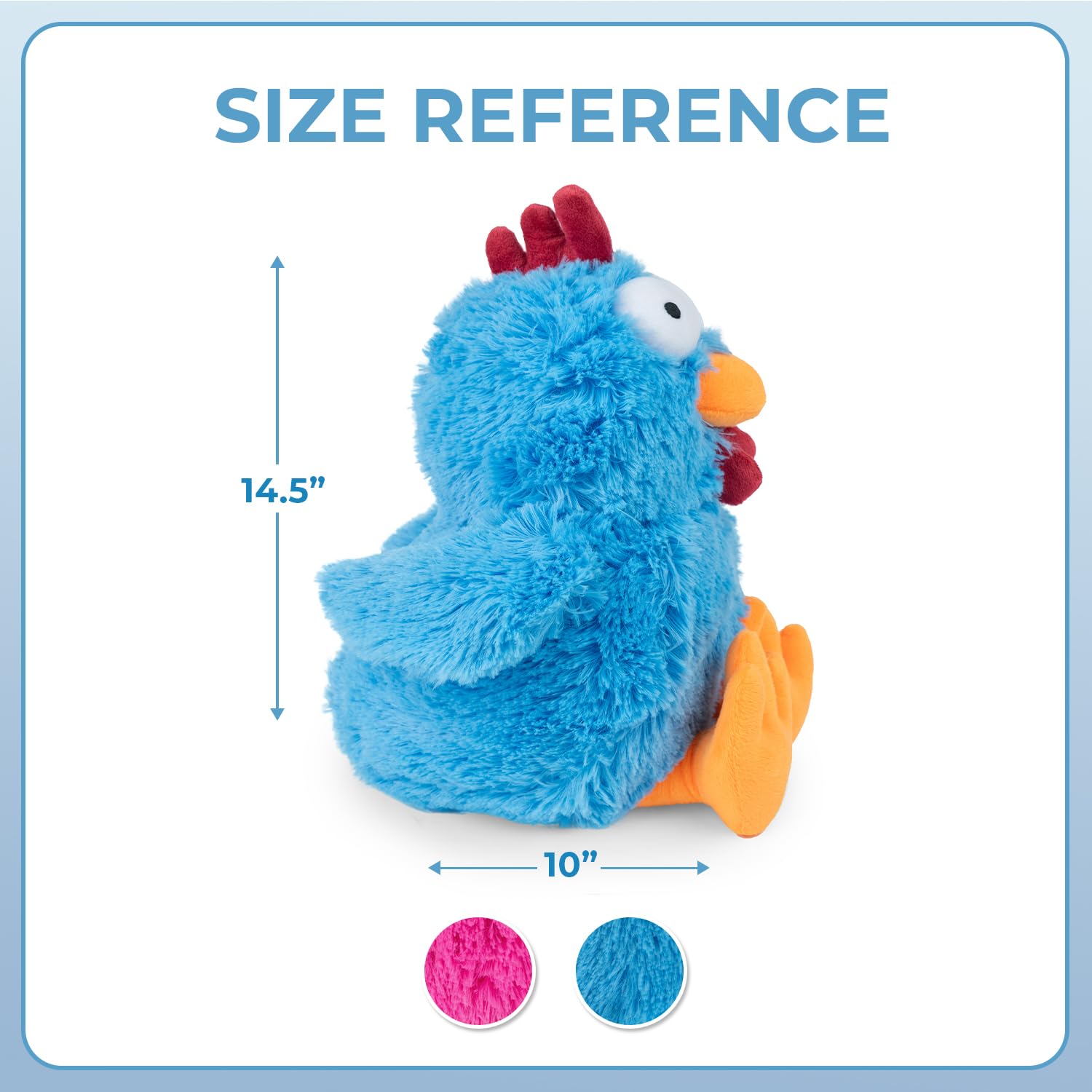 Best Pet Supplies Mrs. Cluck Plush Toy for Small/Medium Dogs - Squeaky, Large, Blue, Model PT602T-BU